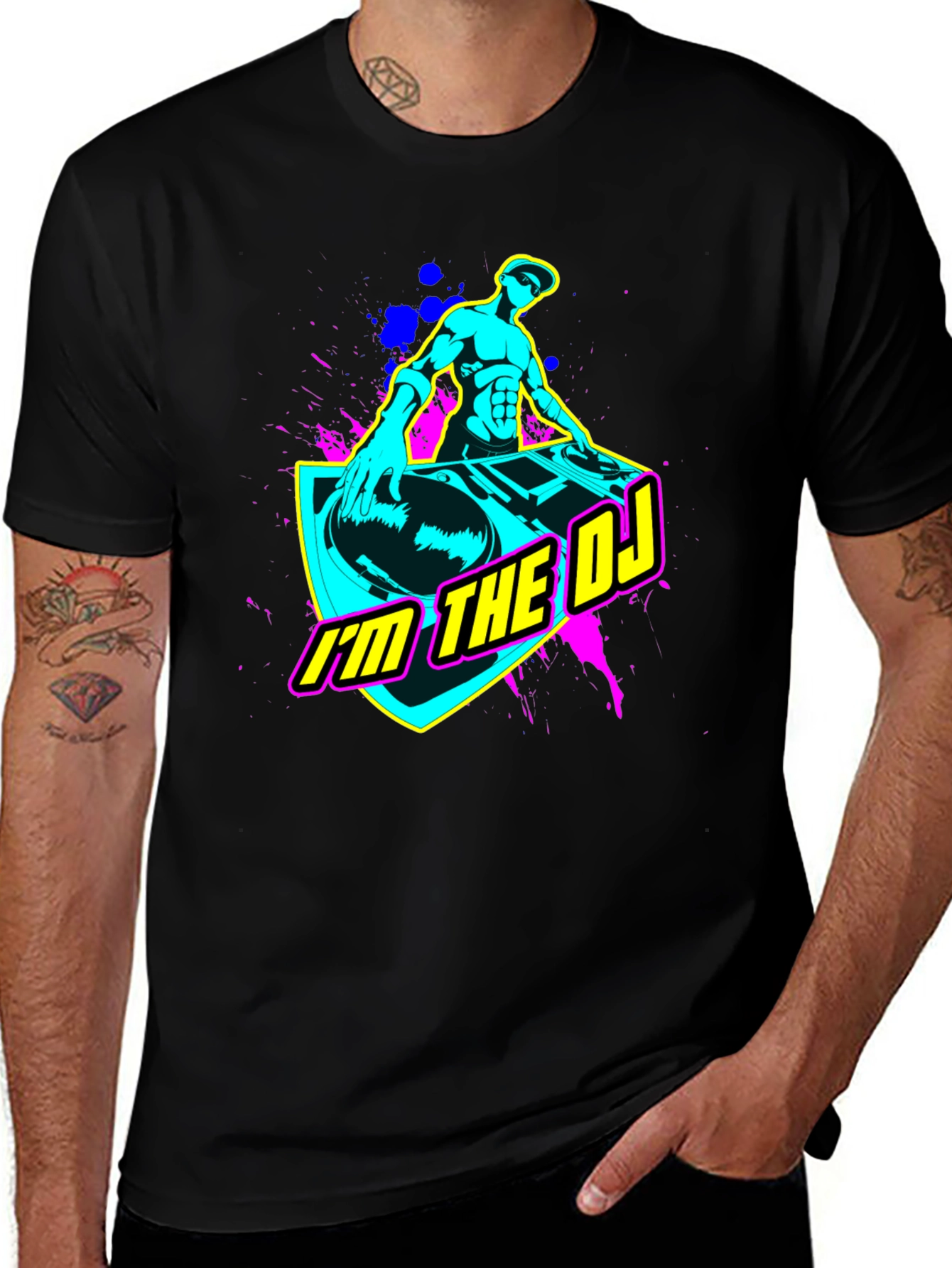 Variant 15 of I'm The DJ Graphic Print Black T-Shirt