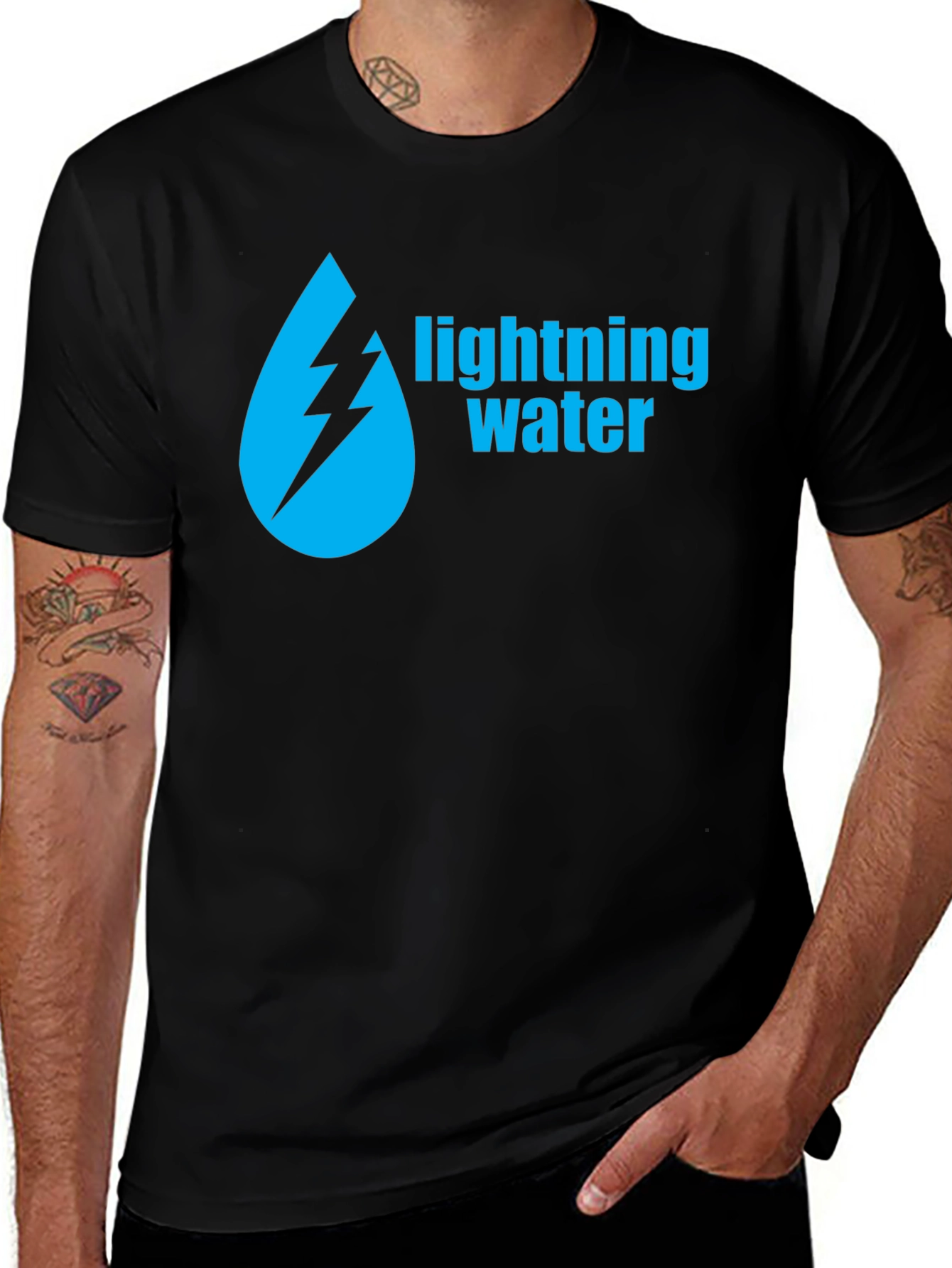 Variant 9 of Lightning Water Graphic Black T-Shirt