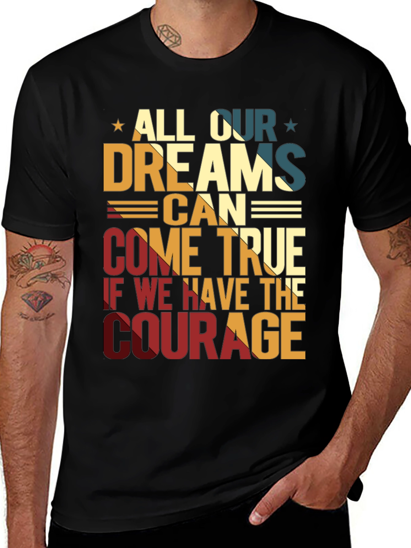 Variant 18 of Inspirational Dreams Can Come True Black Graphic T-Shirt