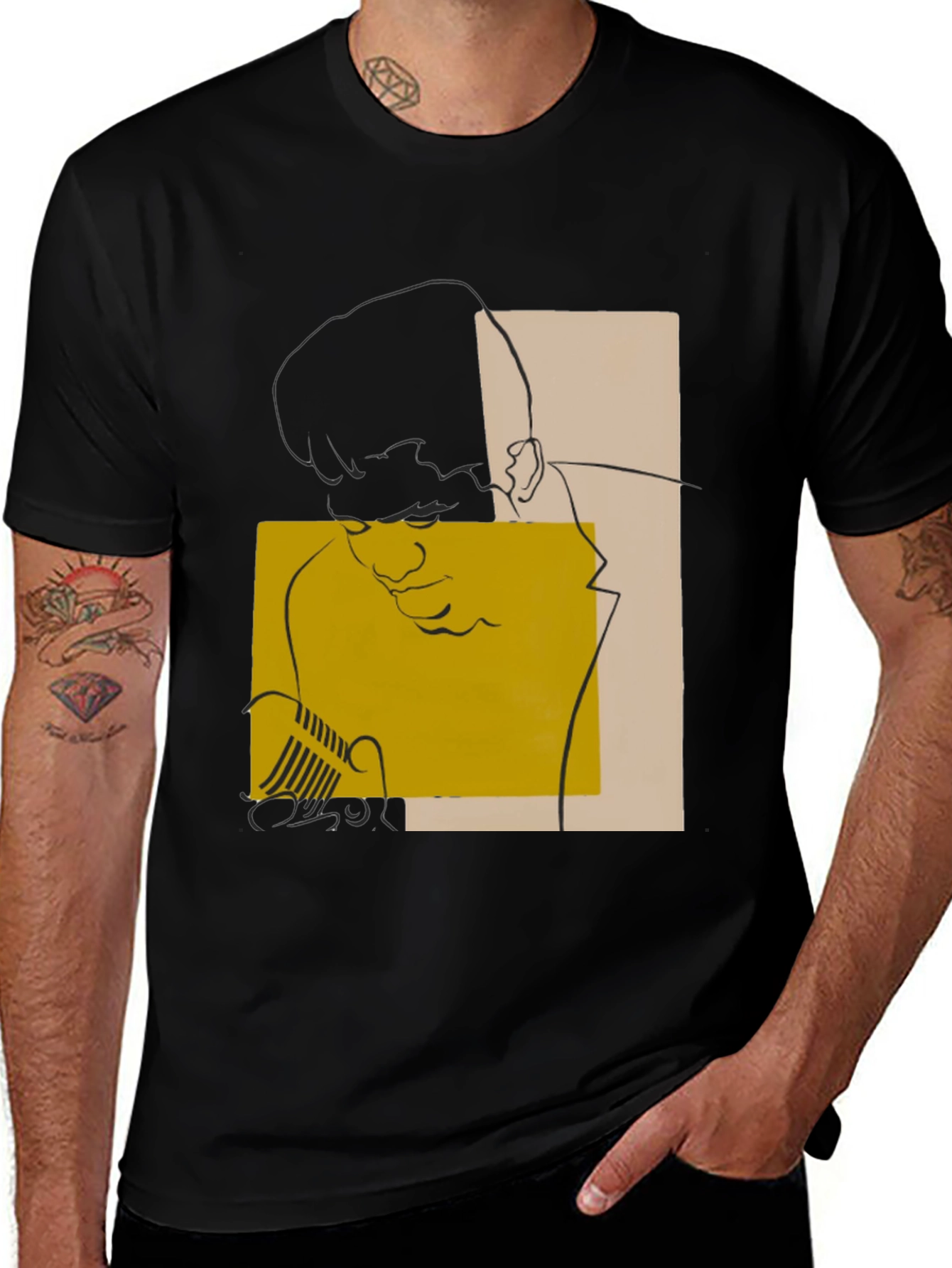 Variant 22 of Abstract Graphic Print Black Tee