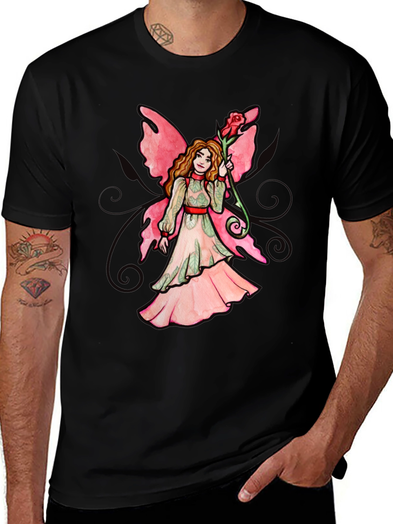 Variant 21 of Fairy Rose Black T-Shirt