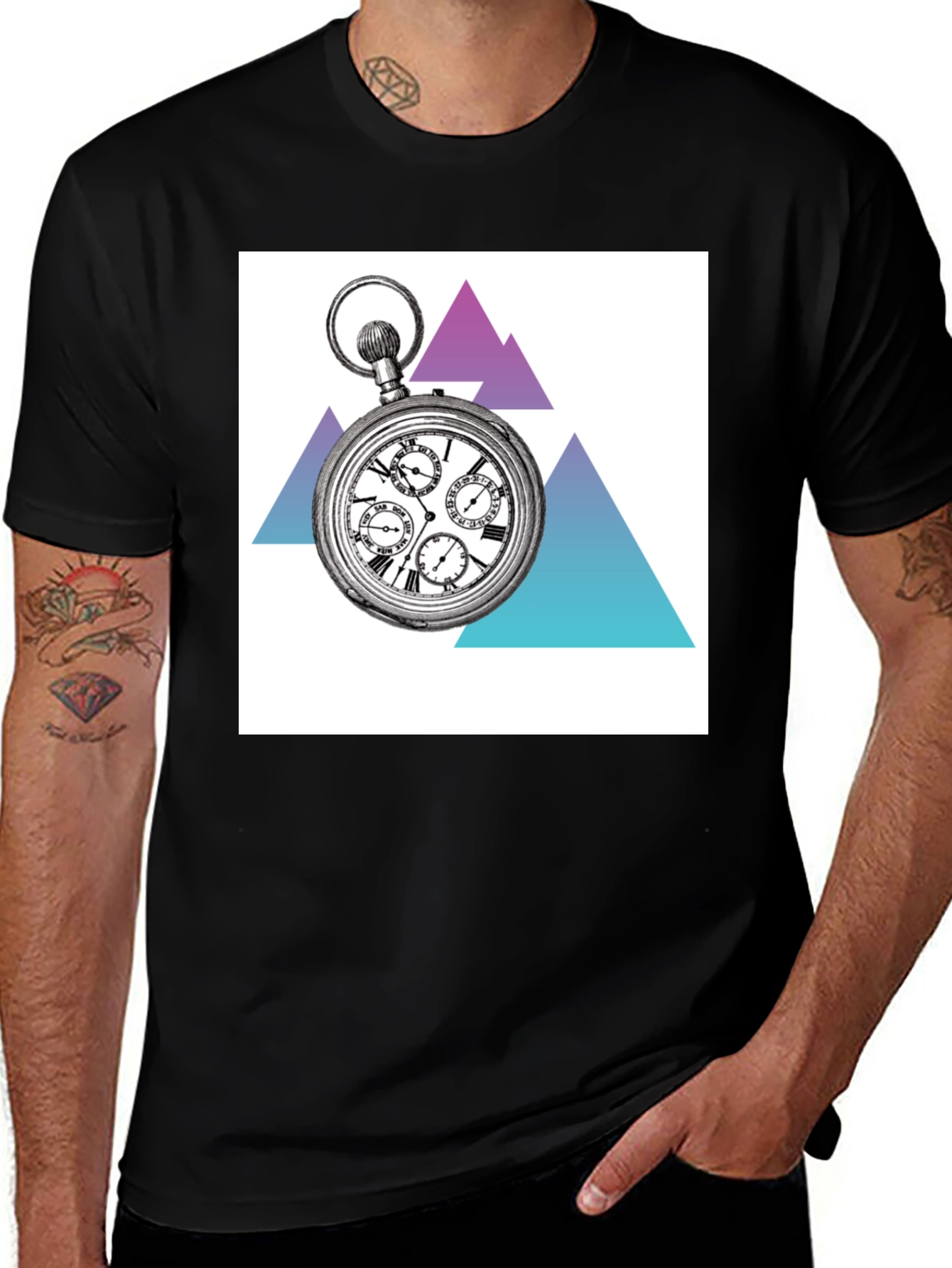 Variant 22 of Vintage Pocket Watch T-Shirt - Geometric Design
