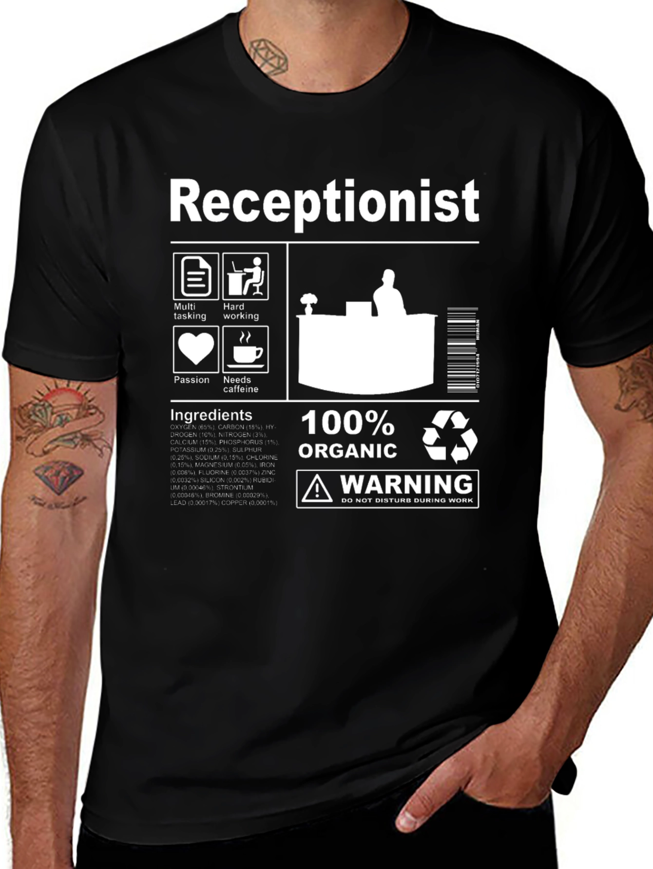 Variant 9 of Receptionist Organic Ingredients T-Shirt