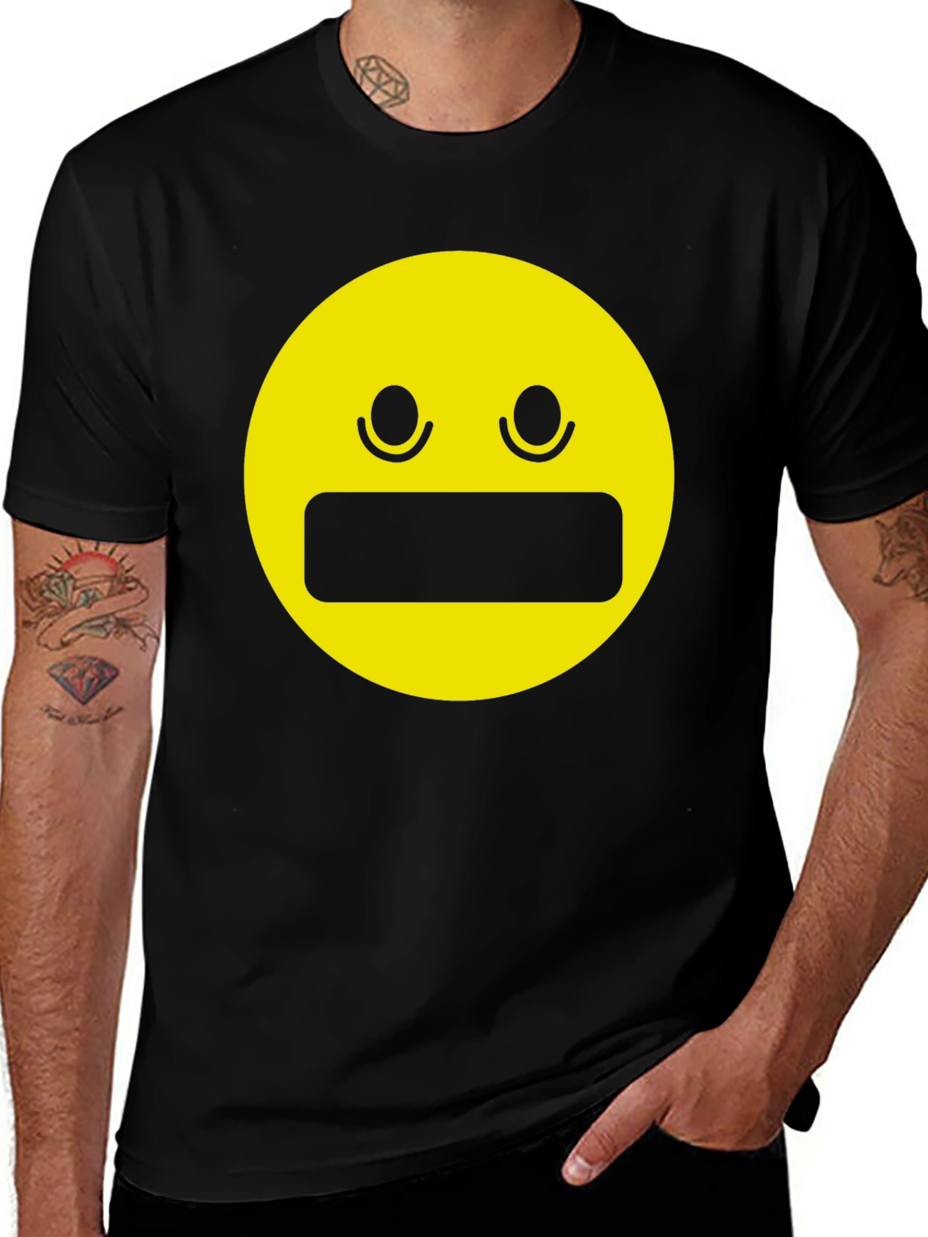 Variant 29 of Expressionless Emoji Graphic Tee - Black