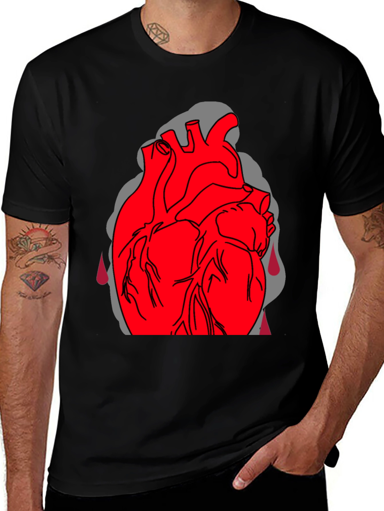 Variant 27 of Bleeding Heart Graphic T-Shirt - Black