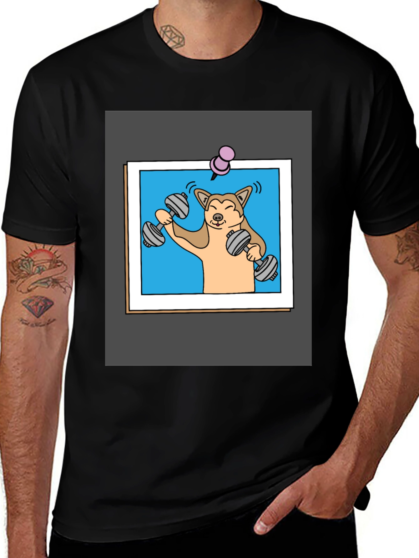 Variant 15 of Dog Workout T-Shirt Funny Dumbbell Design