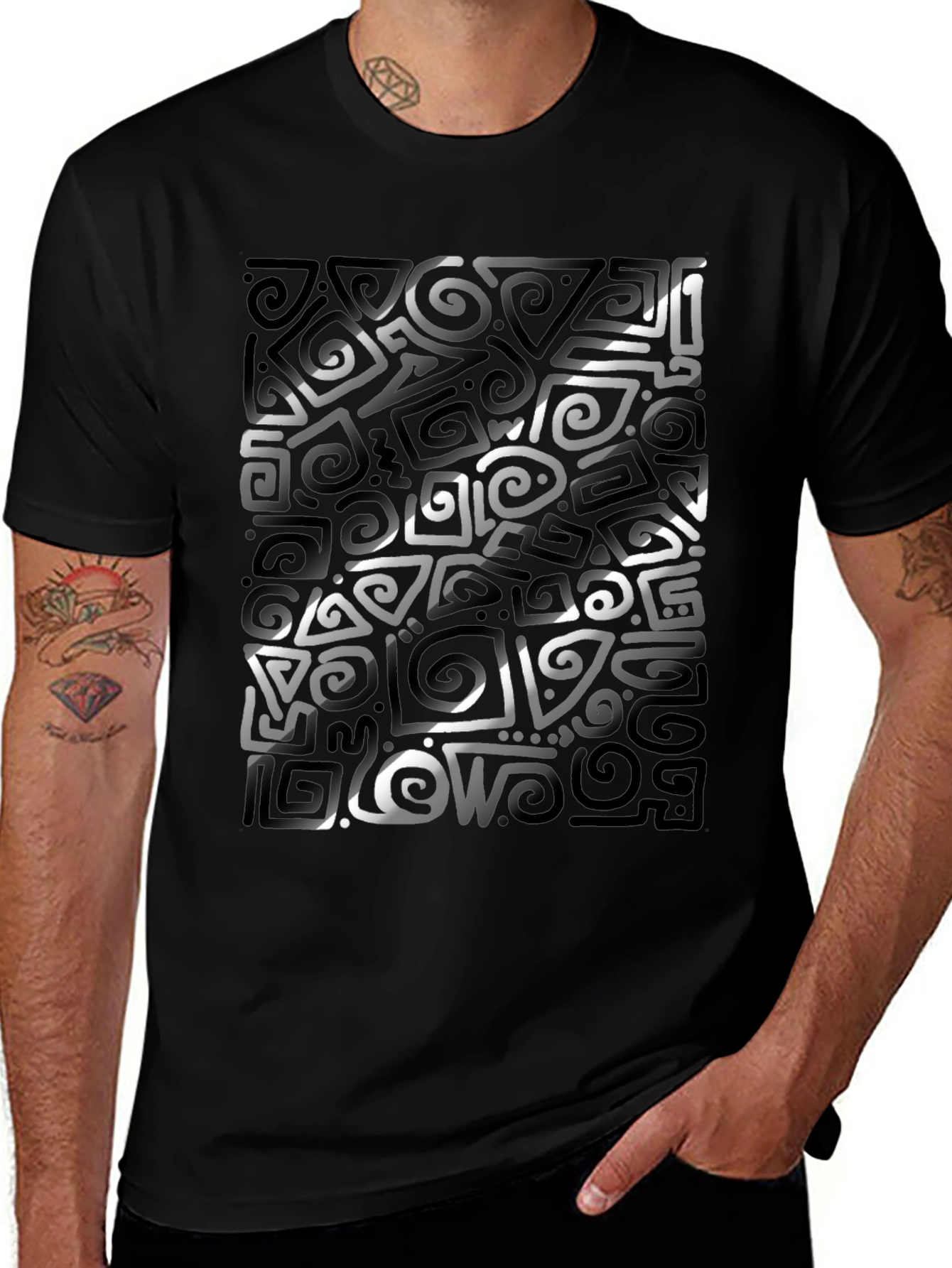 Variant 16 of Abstract Pattern Black T-Shirt