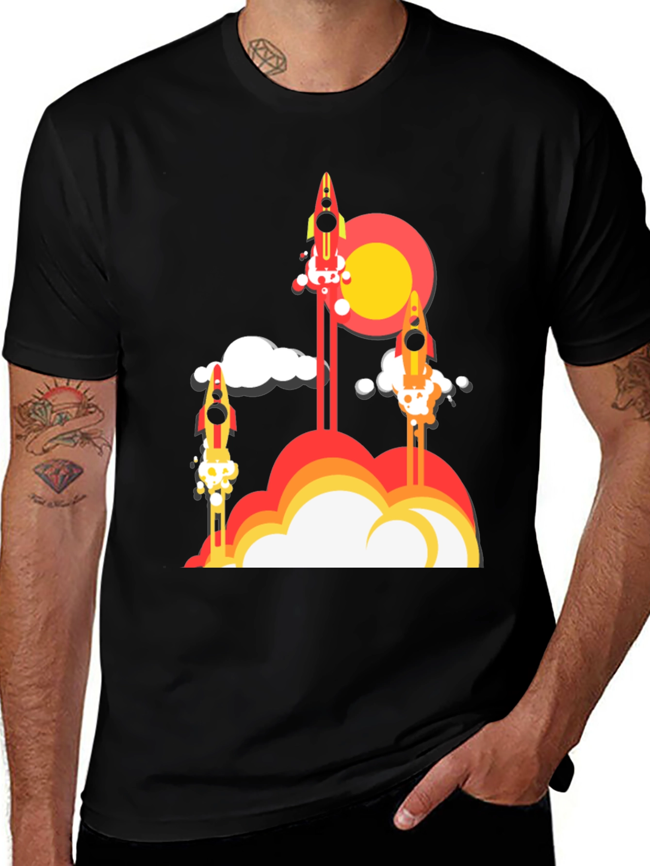 Variant 3 of Rocket Launch Graphic Tee - Retro Style