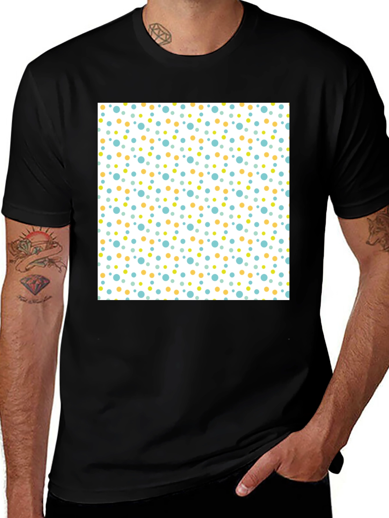 Variant 29 of Fun Polka Dot Pattern Black T-Shirt