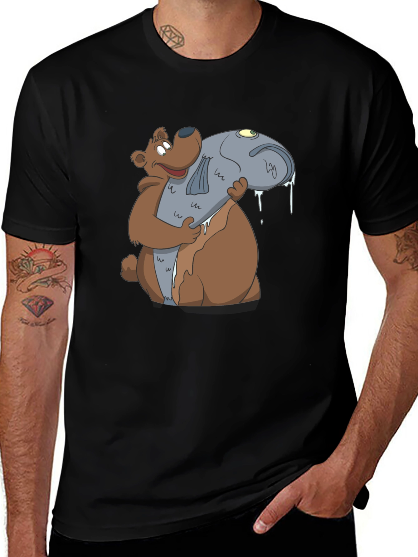 Variant 19 of Bear Hugging Fish Graphic T-Shirt