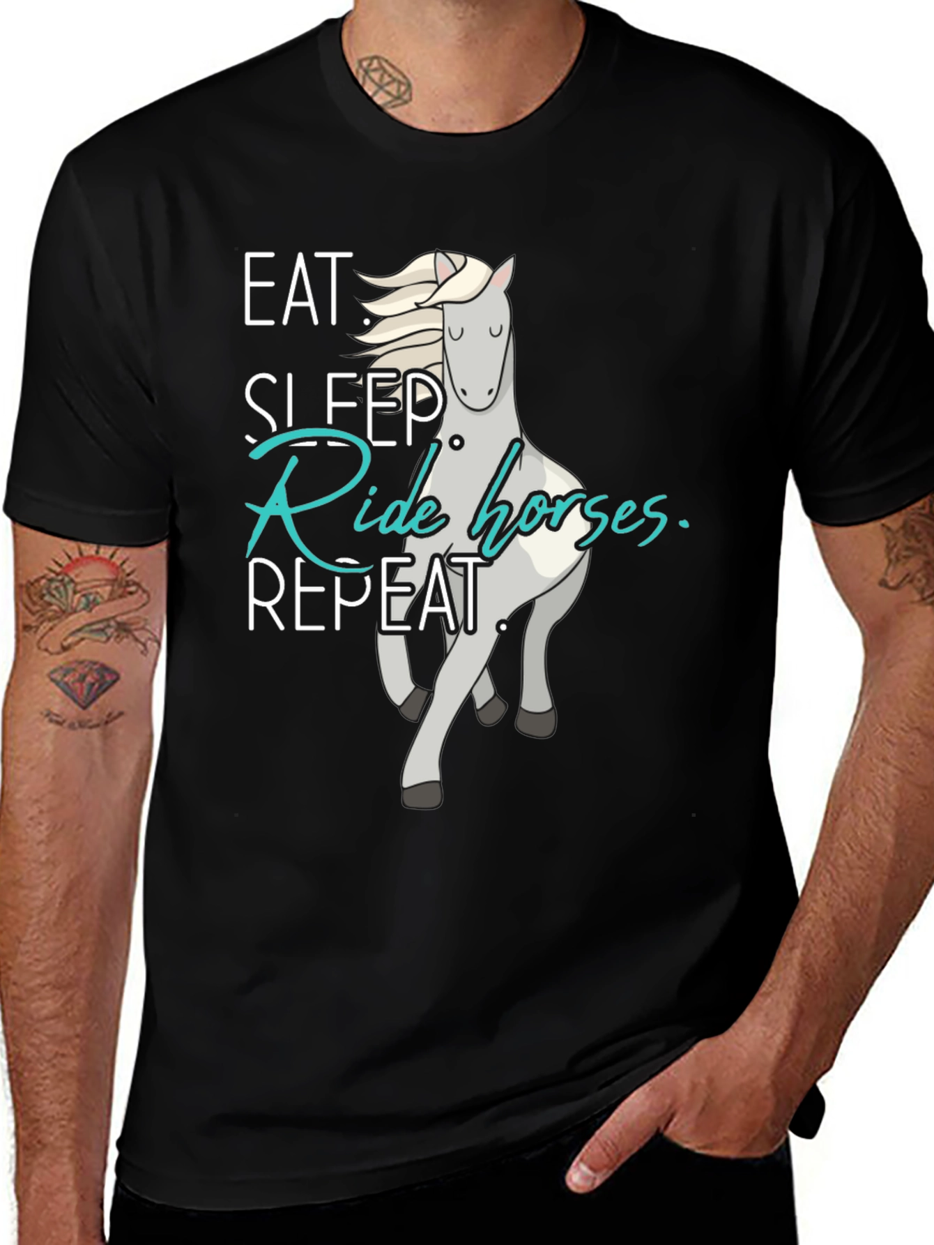 Variant 27 of Eat Sleep Ride Horses Repeat T-Shirt