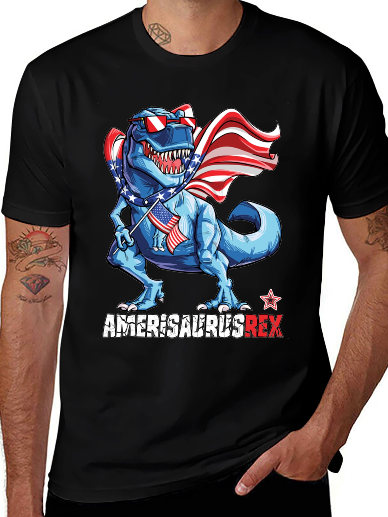 Variant 20 of Amerisaurus Rex Patriotic Dinosaur T-Shirt