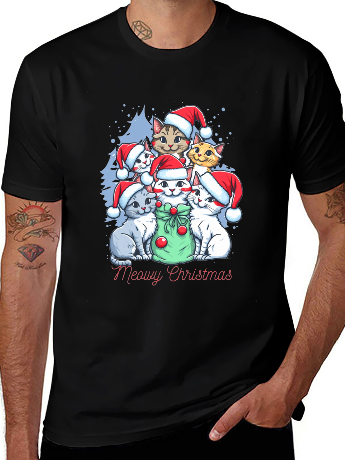 Meowy Christmas Cat Lover T-Shirt