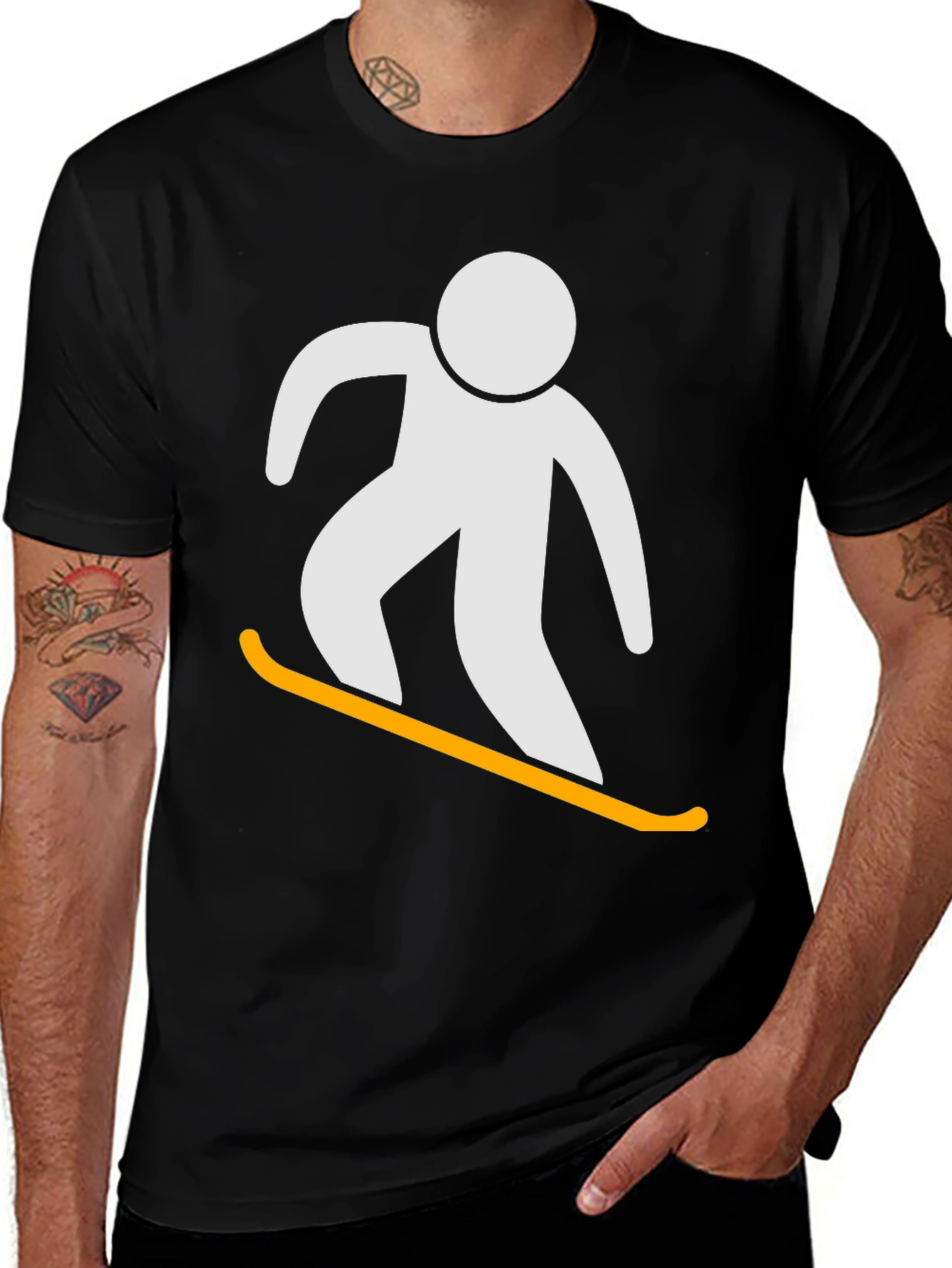 Variant 15 of Snowboarder Graphic Tee - Black Cotton T-Shirt