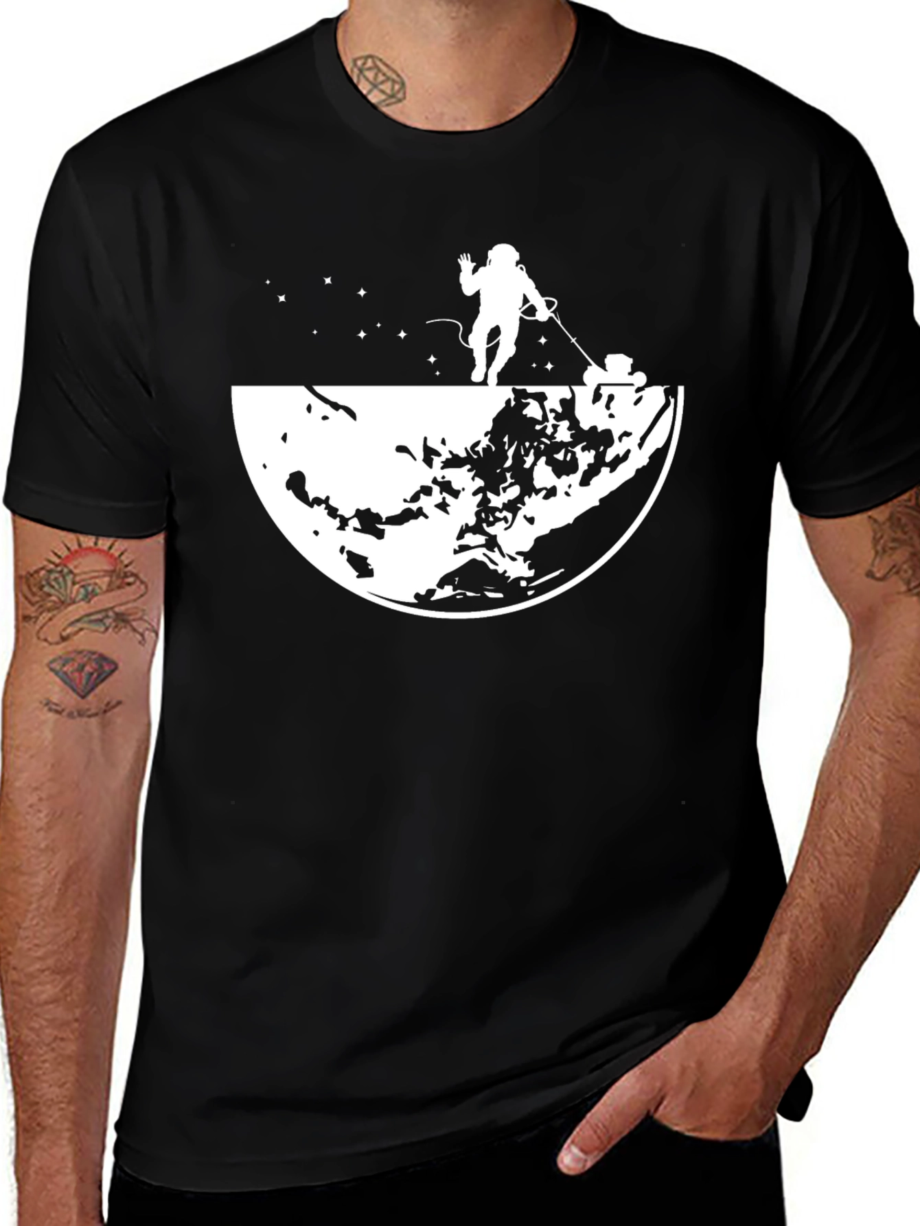 Variant 6 of Astronaut Lawn Mowing T-Shirt