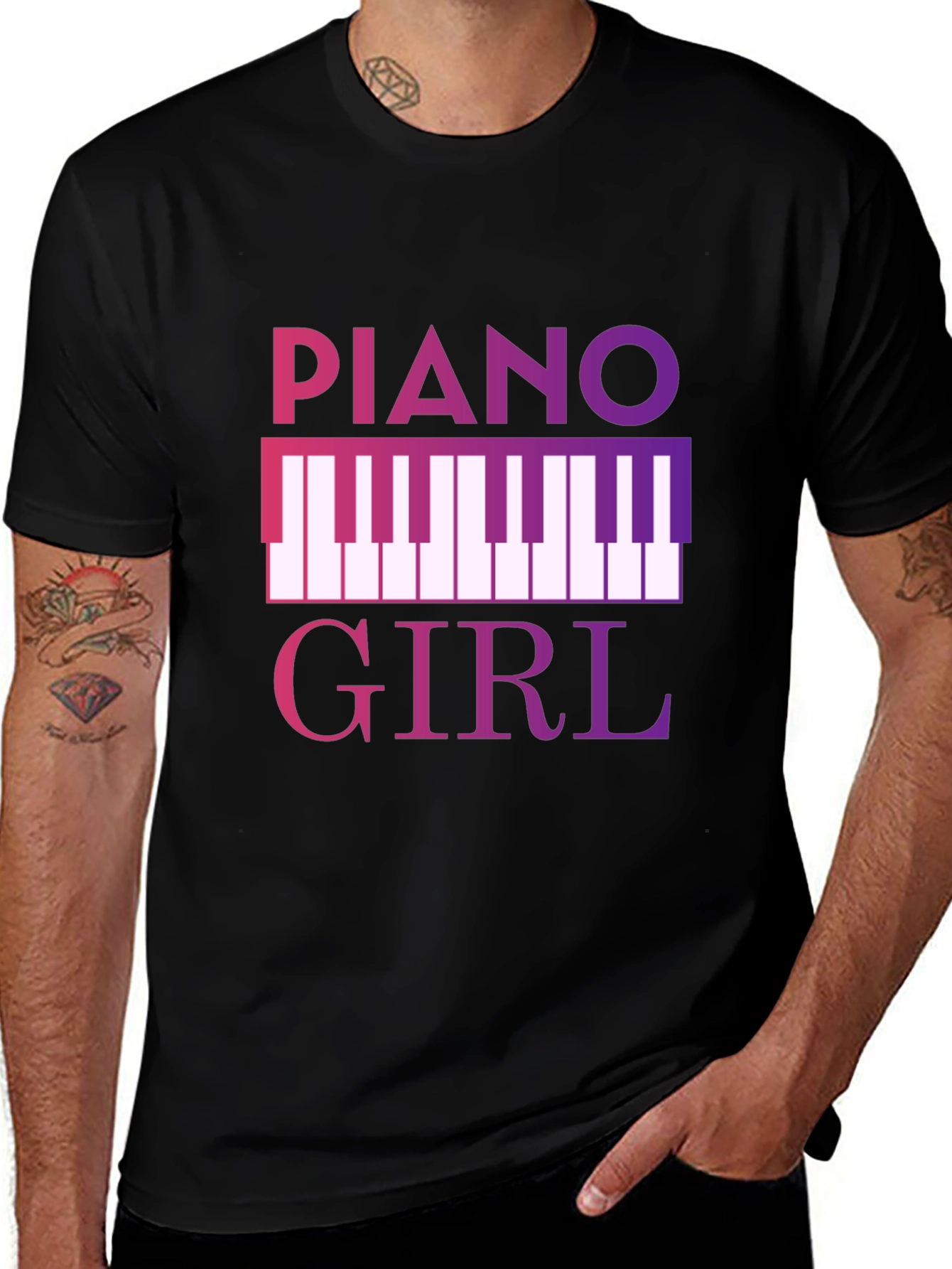 Variant 9 of Piano Girl Graphic Tee - Musician T-Shirt
