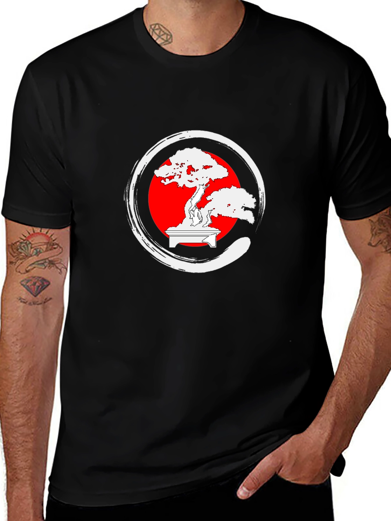 Variant 18 of Bonsai Tree Zen Circle Graphic T-Shirt