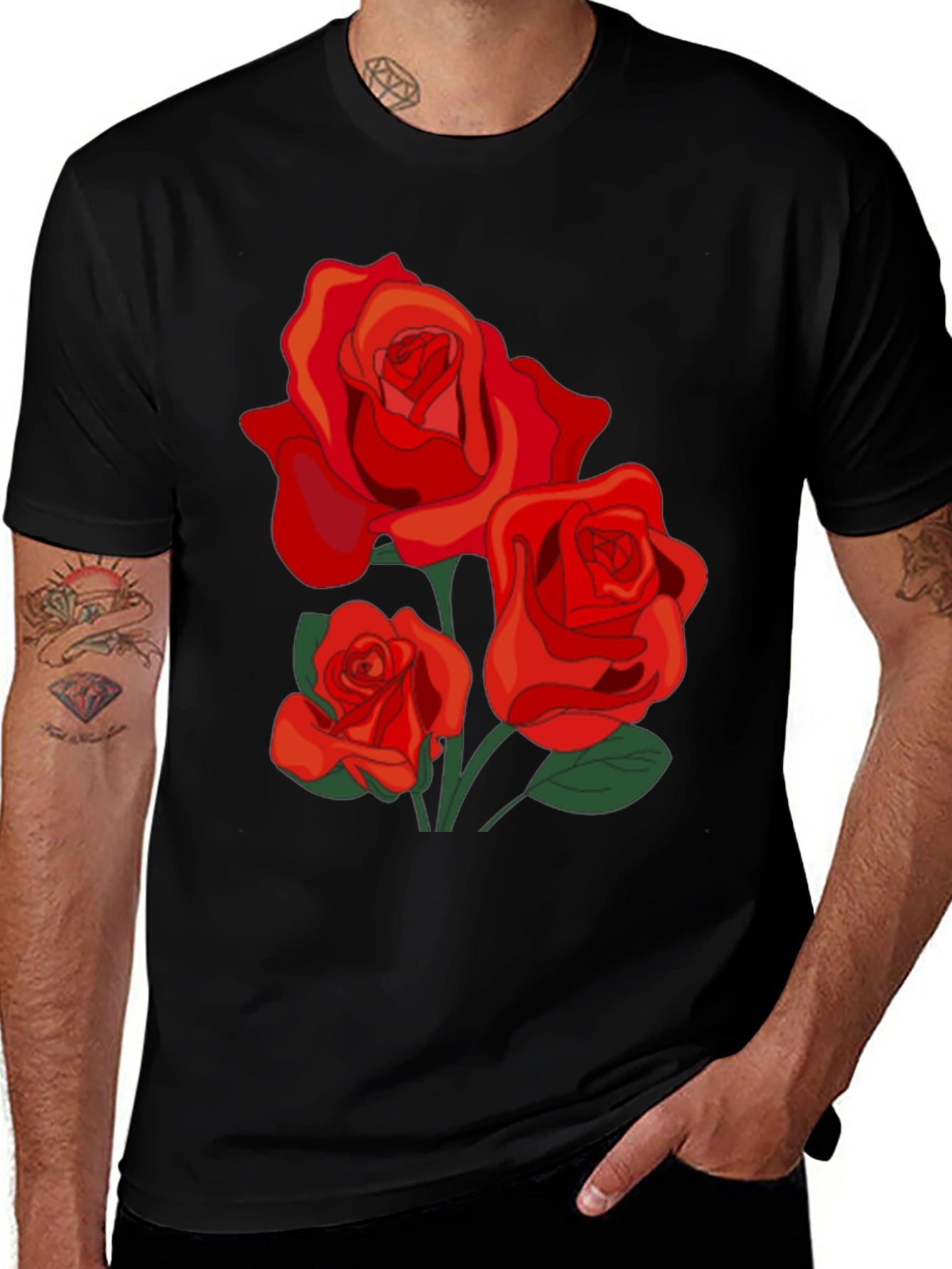 Variant 25 of Men's Black Rose Graphic Tee
