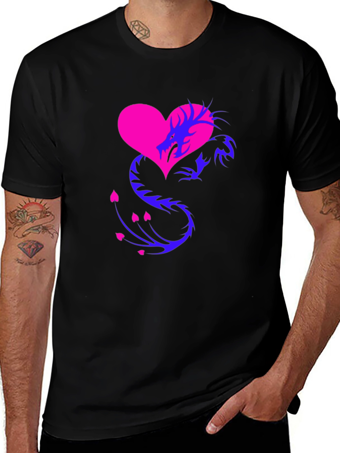 Variant 19 of Dragon Heart Graphic Tee - Stylish Men's Shirt