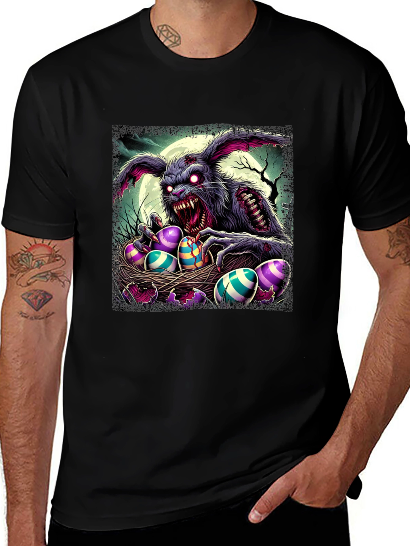Zombie Easter Bunny Graphic Tee - Dark Humor Apparel