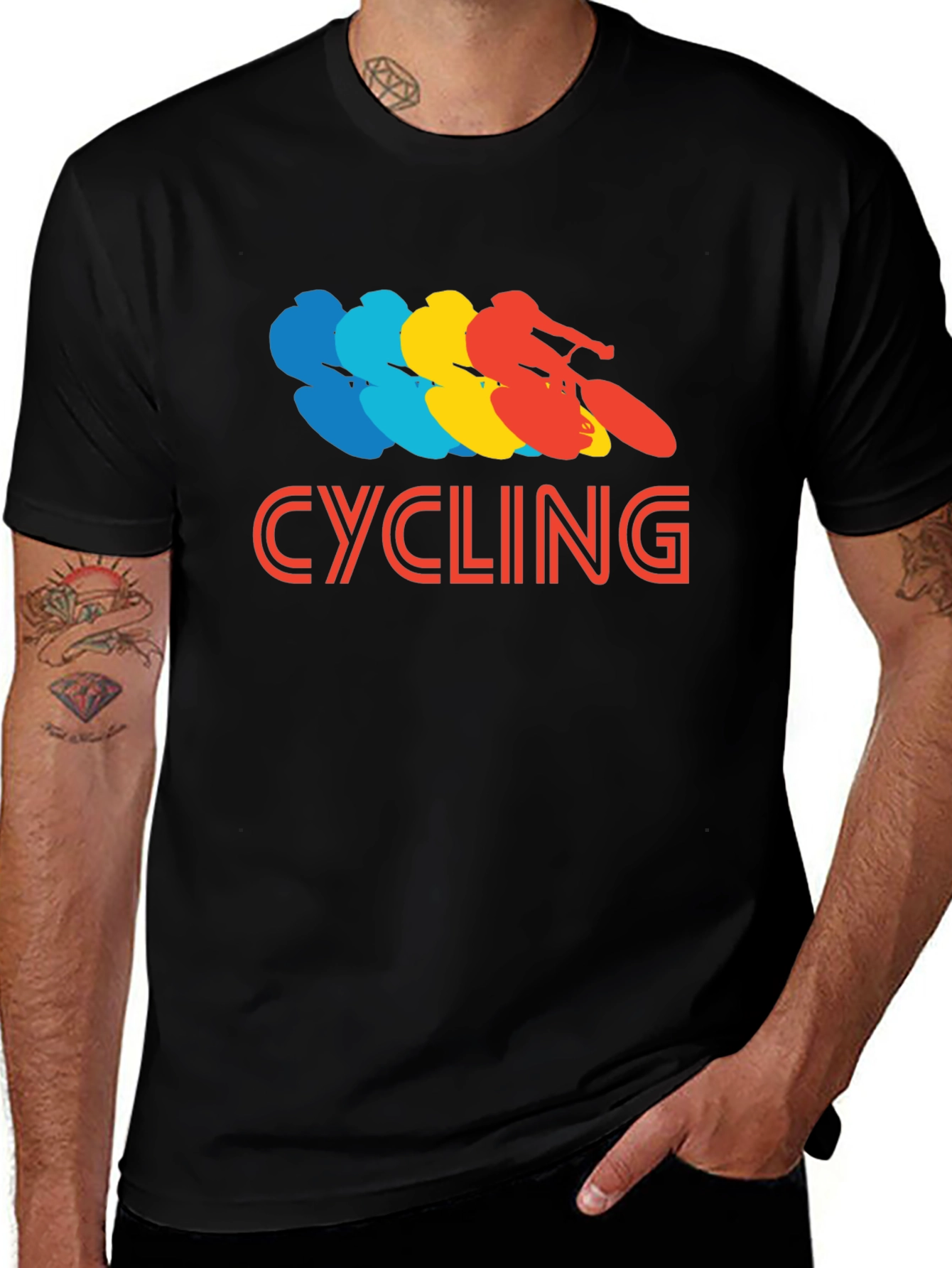 Variant 28 of Retro Cycling Graphic Tee - Black Cotton T-Shirt