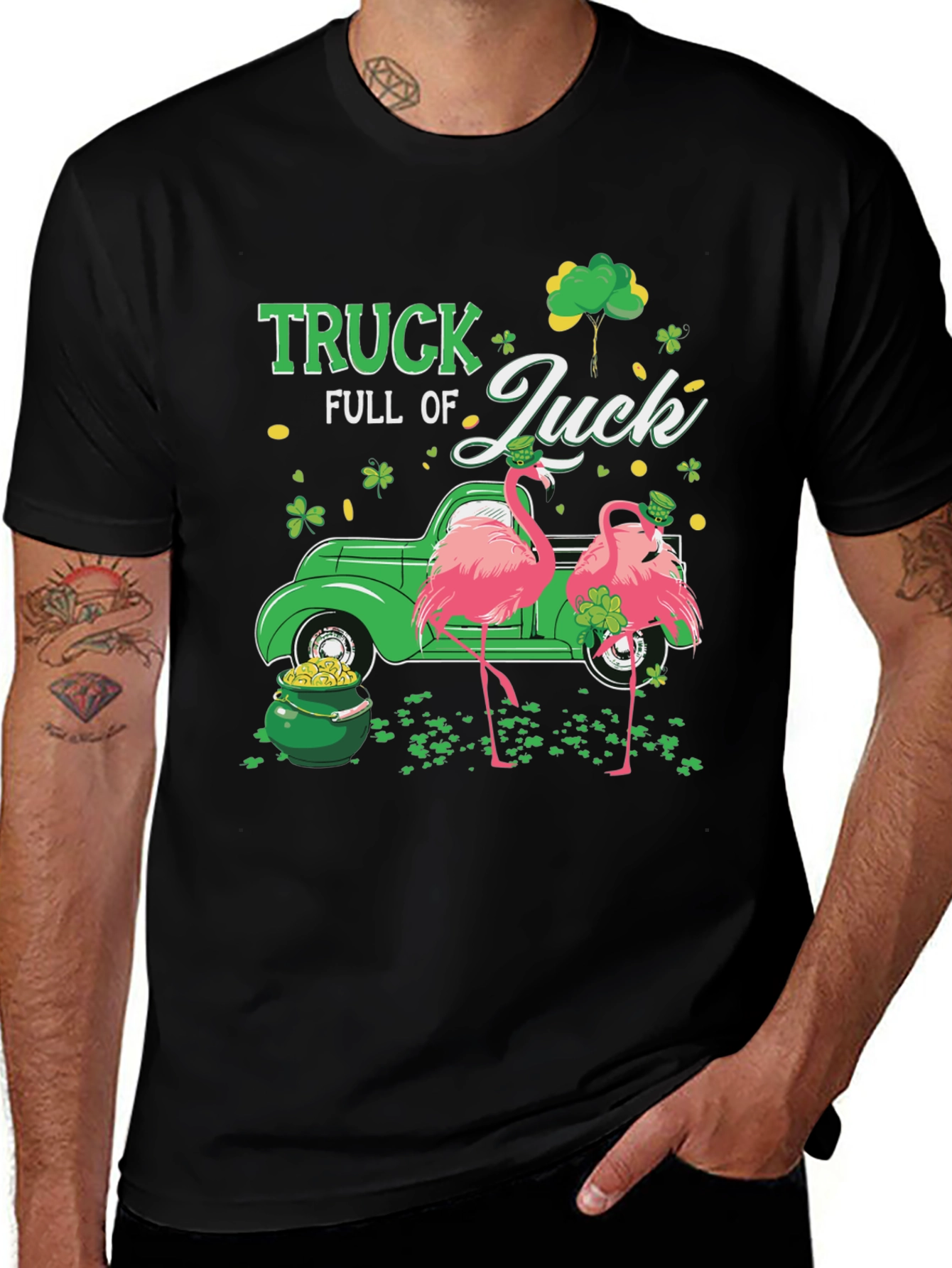 St. Patrick's Day Flamingo Truck T-Shirt