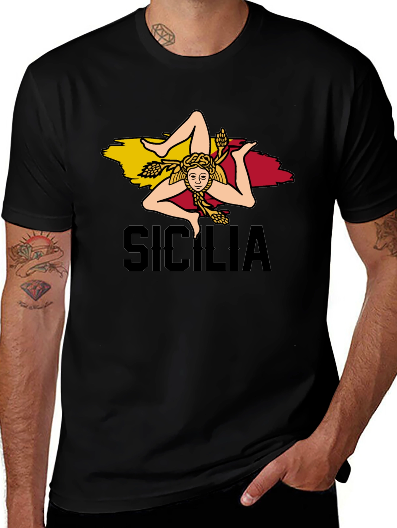 Sicilia Trinacria Black T-Shirt