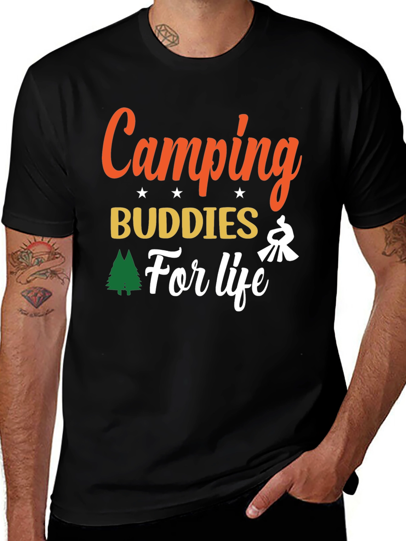 Variant 5 of Camping Buddies For Life Black T-Shirt