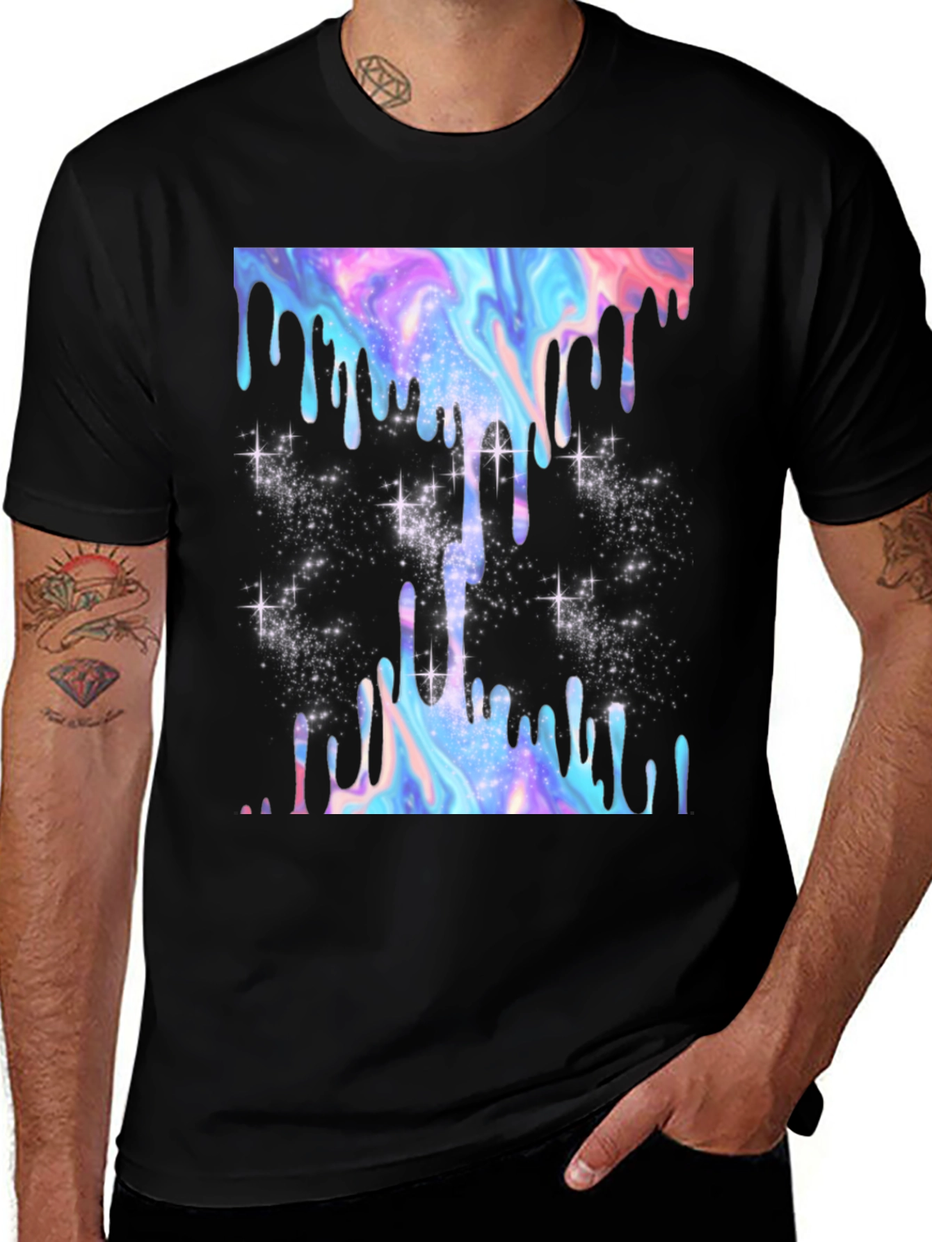 Variant 4 of Galaxy Drip Graphic Tee - Trendy Unisex Design
