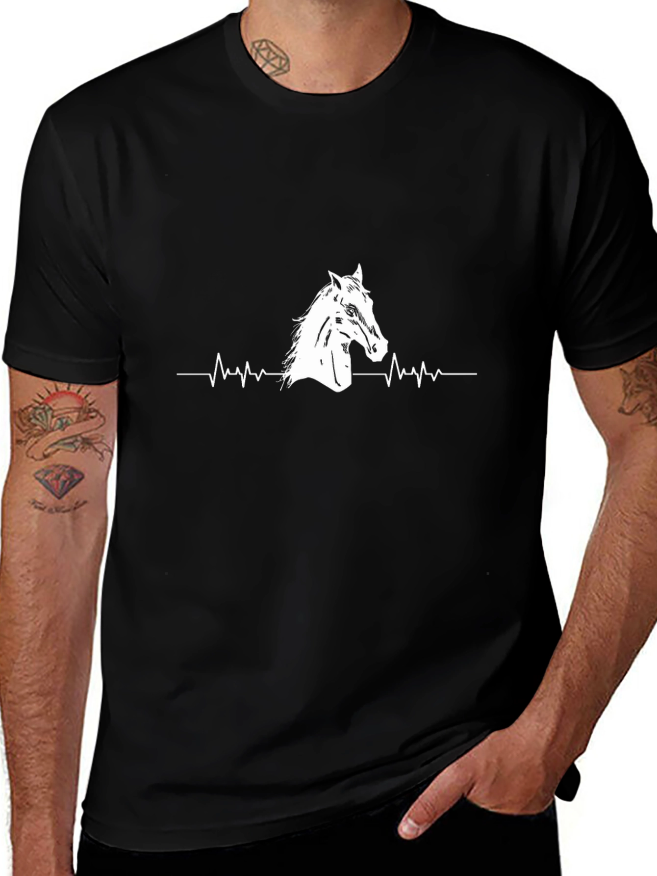 Variant 10 of Horse Heartbeat Graphic Tee - Black Unisex T-Shirt
