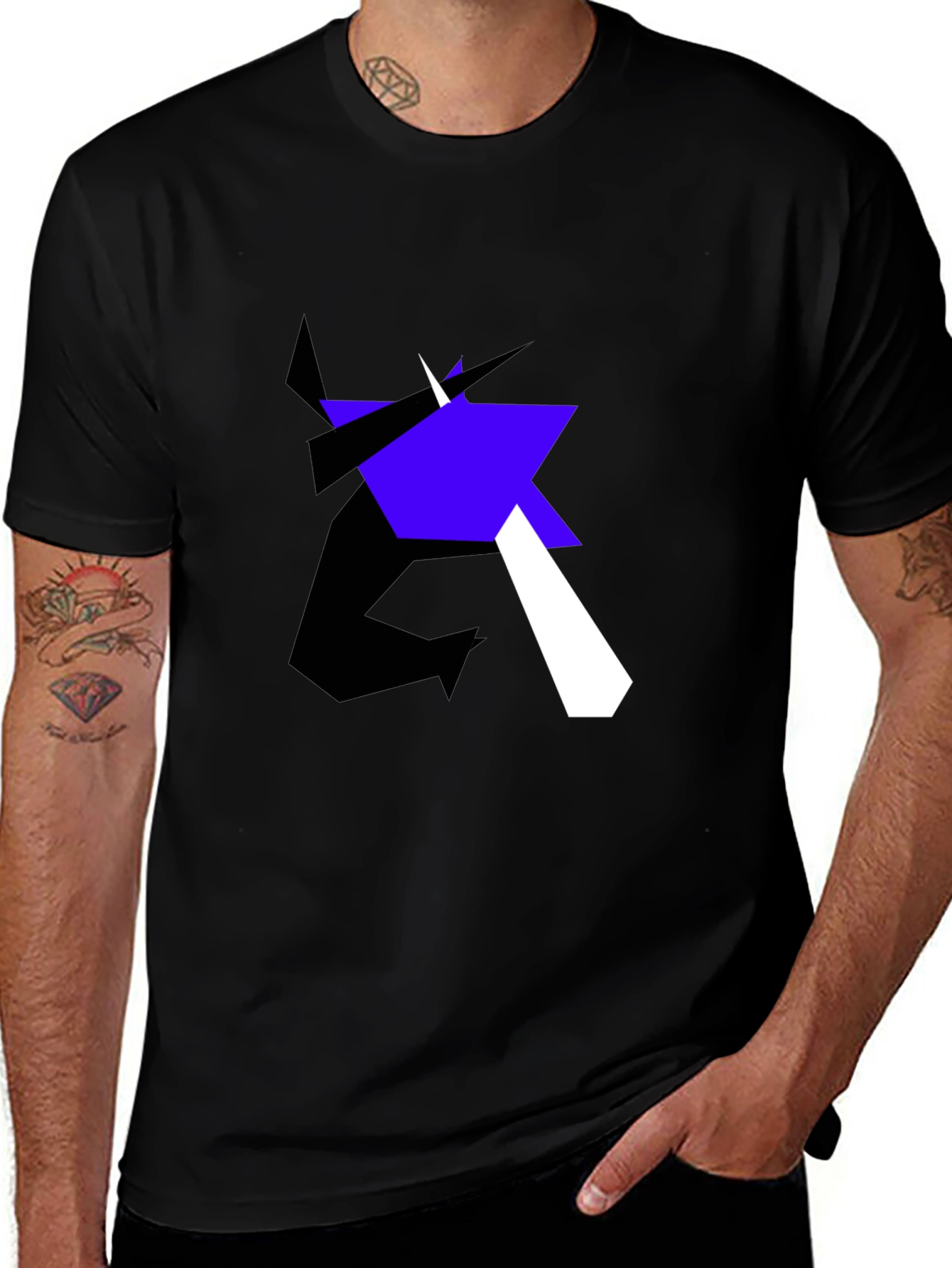 Variant 23 of Abstract Geometric Graphic Black T-Shirt