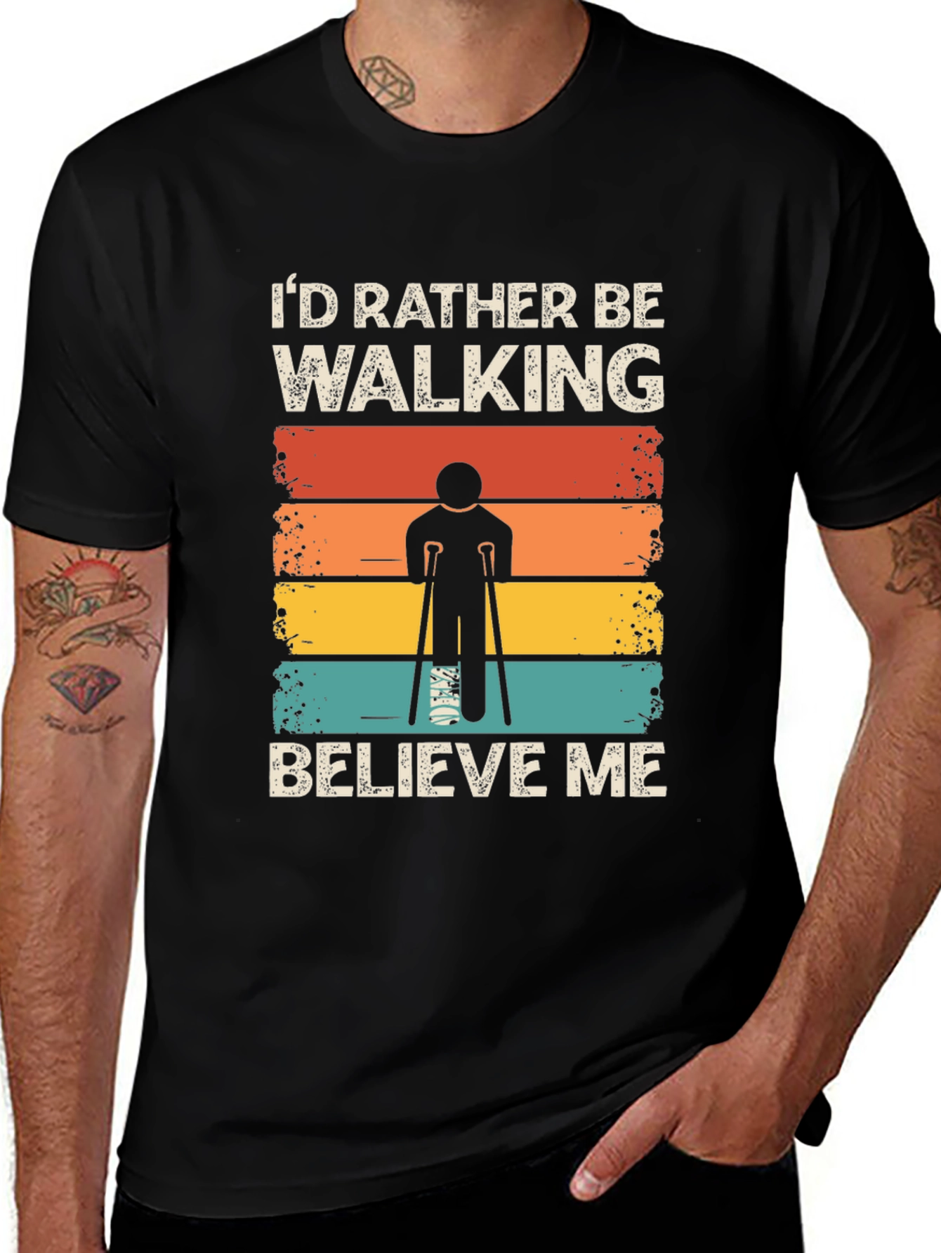 Variant 17 of I'd Rather Be Walking T-Shirt - Funny Injury Recovery Tee