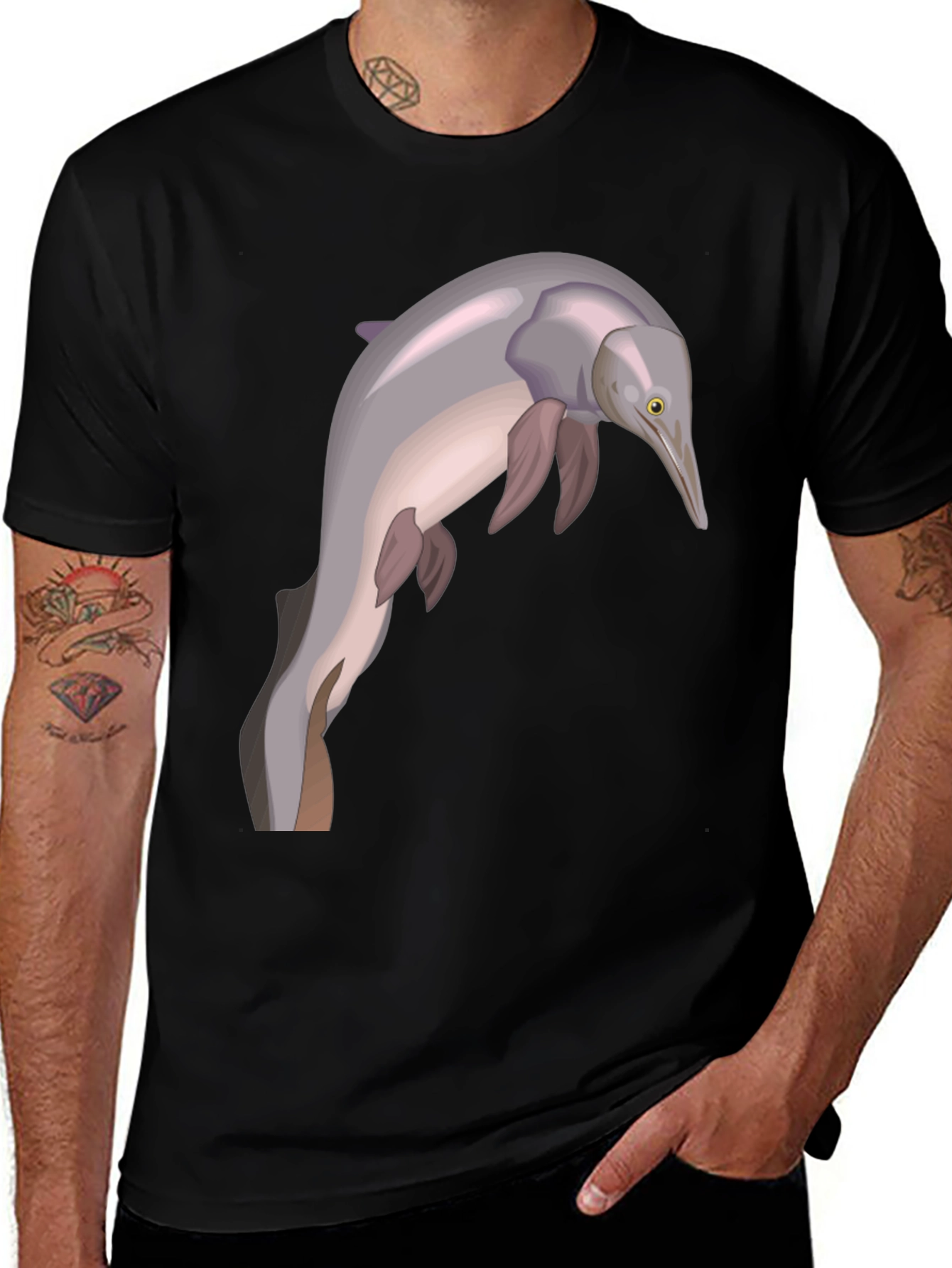 Variant 6 of Amazon River Dolphin Graphic Tee - Black