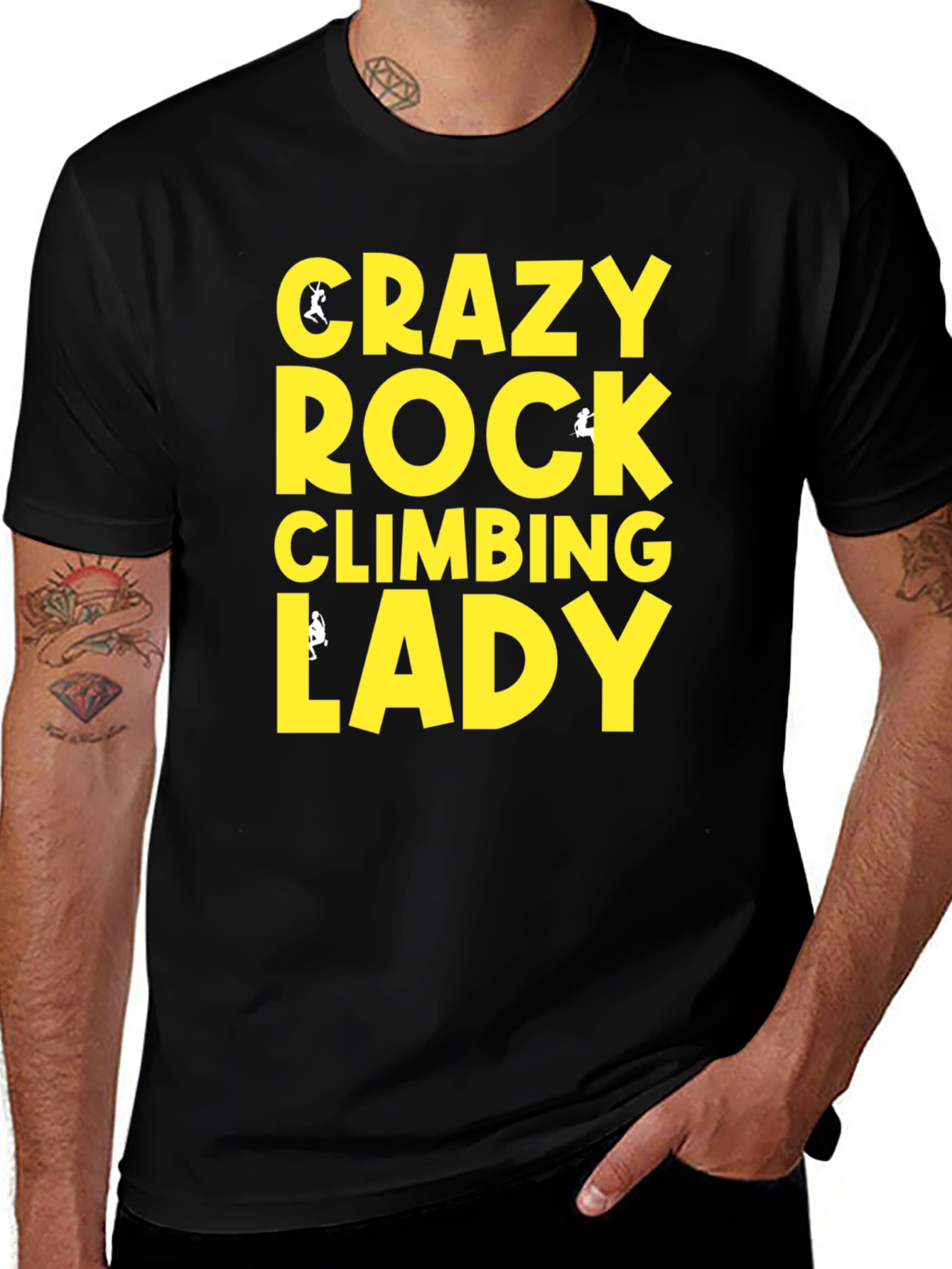 Variant 27 of Crazy Rock Climbing Lady Graphic T-Shirt