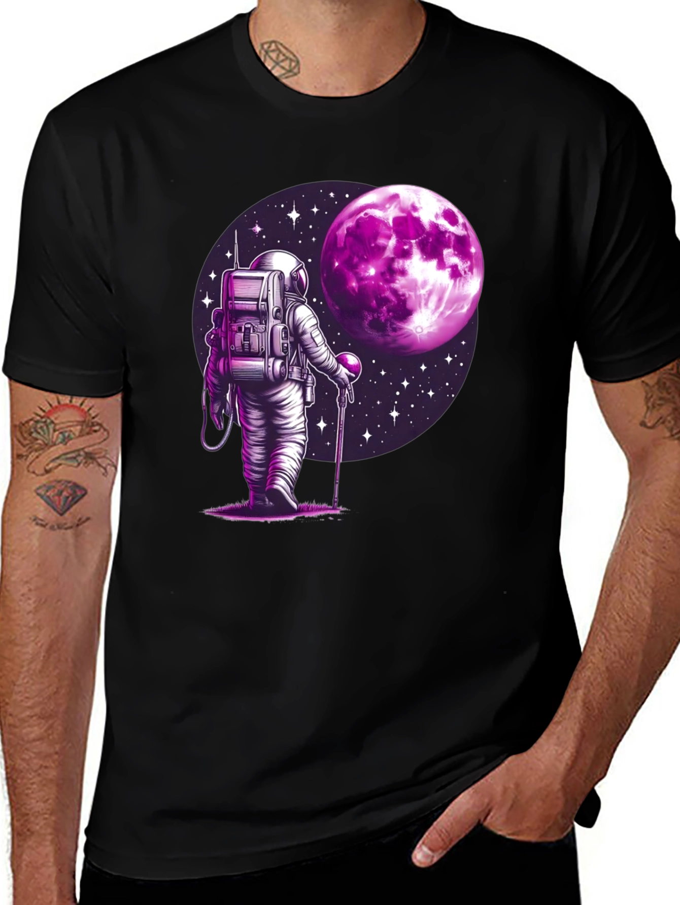 Variant 12 of Astronaut Moon Graphic T-Shirt - Black