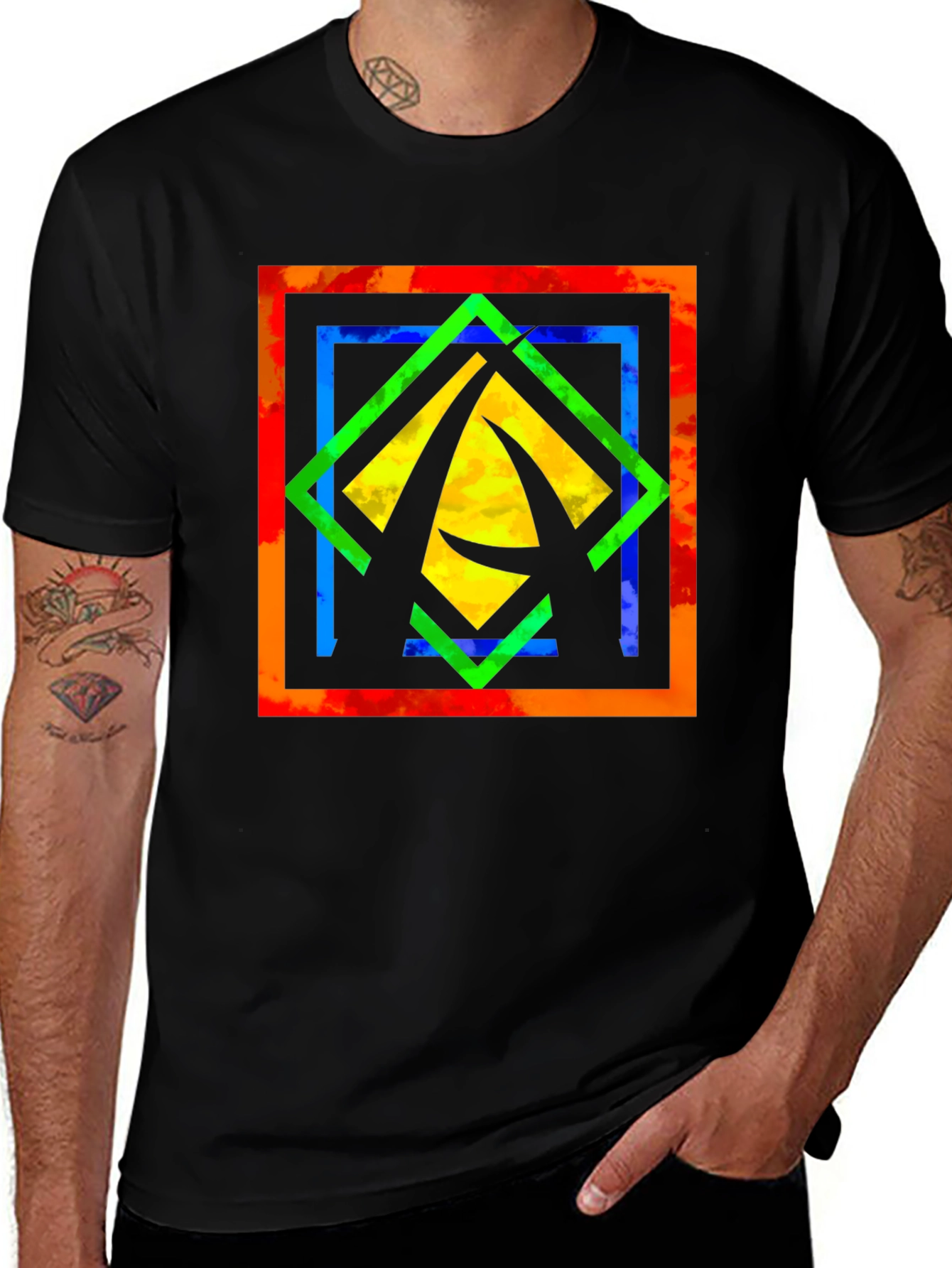 Variant 19 of Abstract Geometric Graphic Tee - Bold Square Design