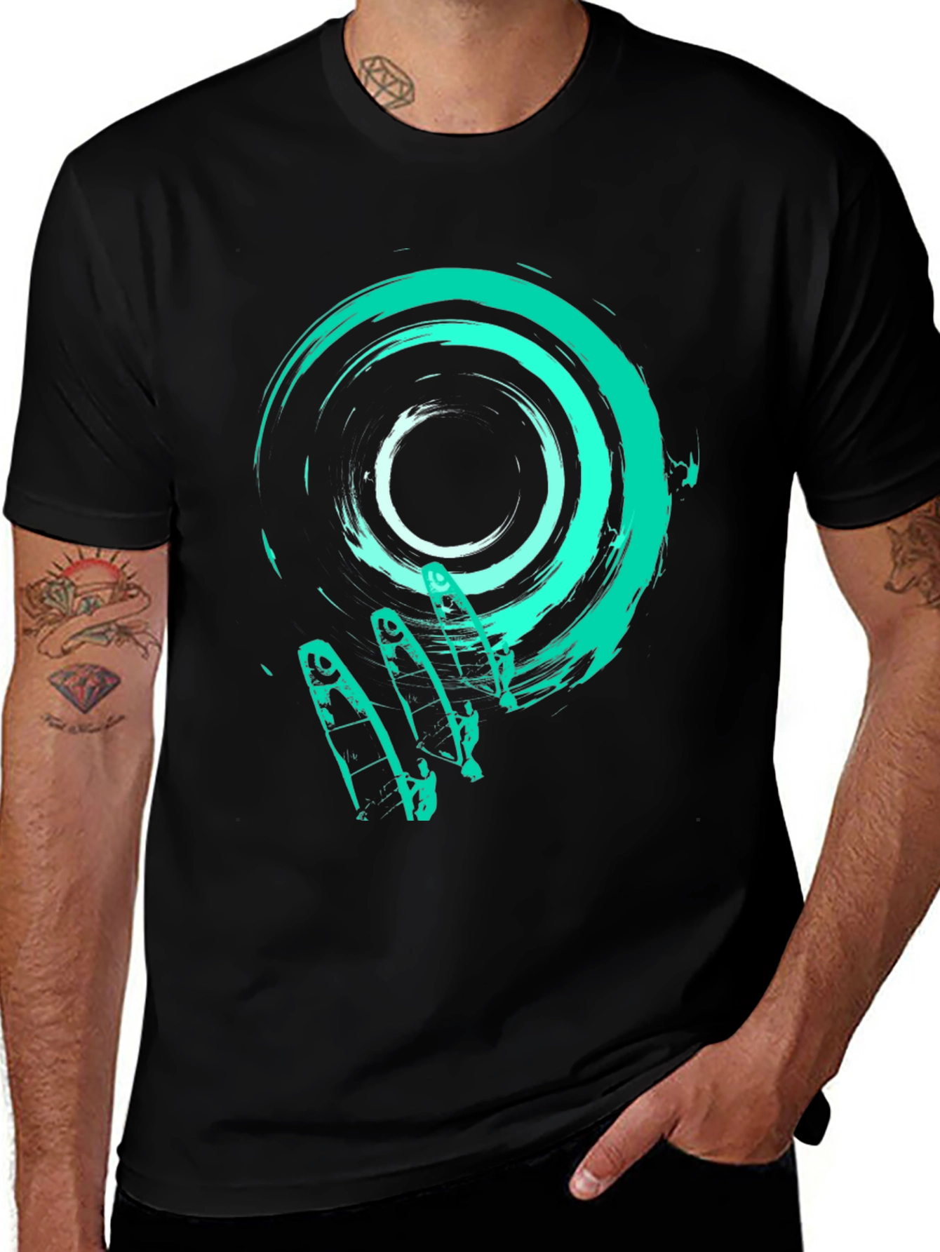 Variant 22 of Abstract Graphic Print Black T-Shirt