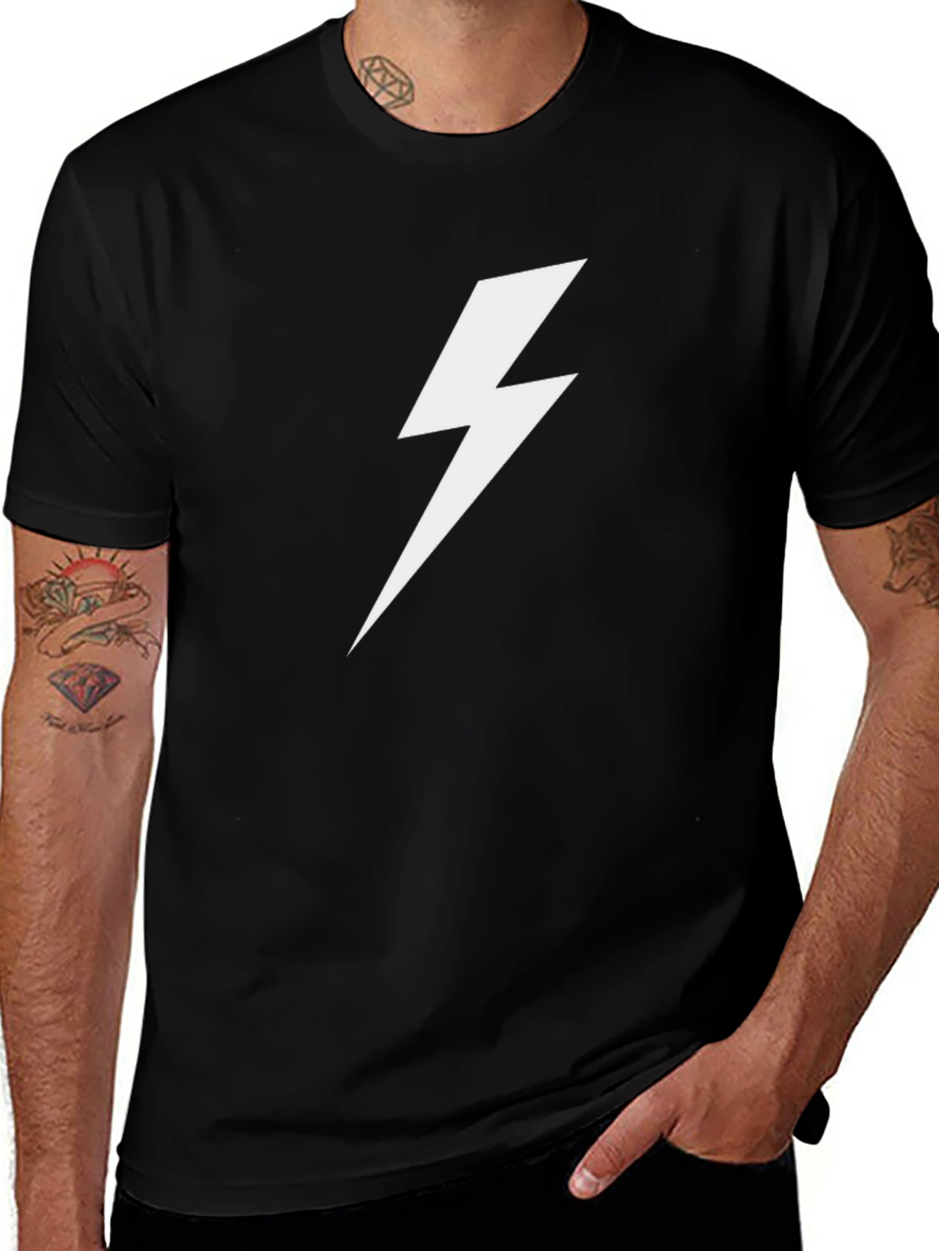 Variant 22 of Lightning Bolt Graphic Tee - Black Cotton T-Shirt