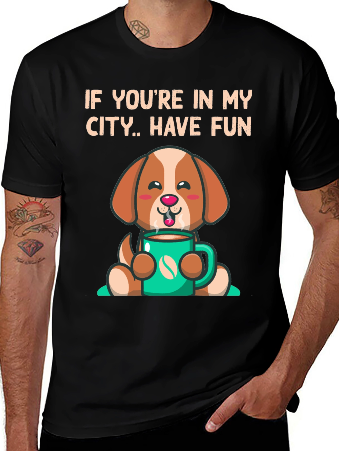 Variant 25 of Cute Dog Coffee City T-Shirt