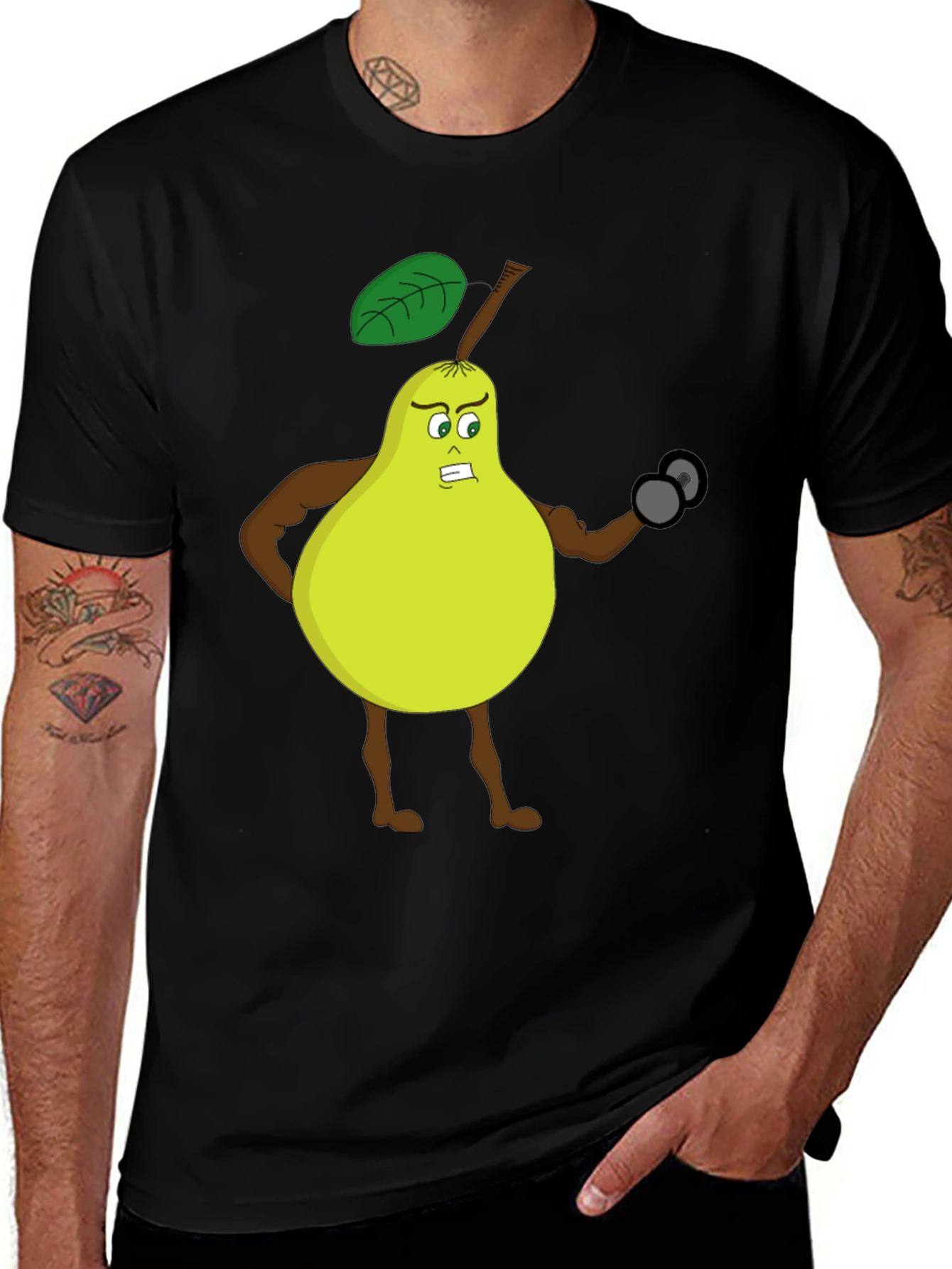 Variant 13 of Funny Gym Pear Black T-Shirt