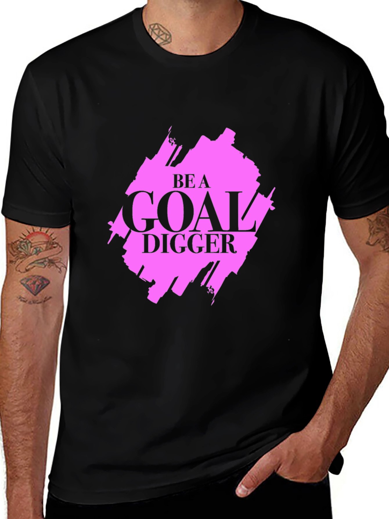 Variant 15 of Be A Goal Digger Graphic Tee - Black Cotton T-Shirt