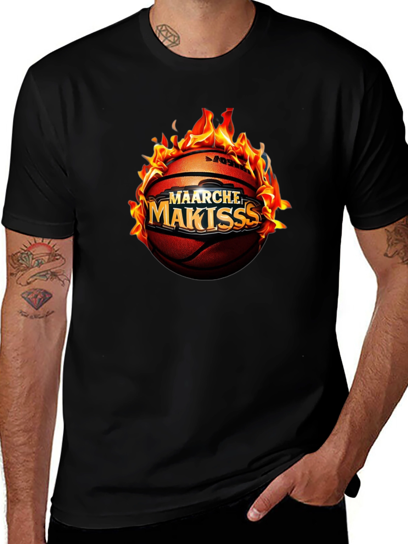 Variant 21 of Flaming Basketball Graphic T-Shirt