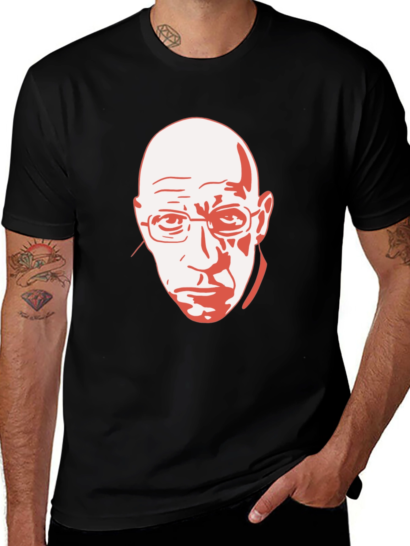 Variant 18 of Bald Man Graphic Print Black T-Shirt