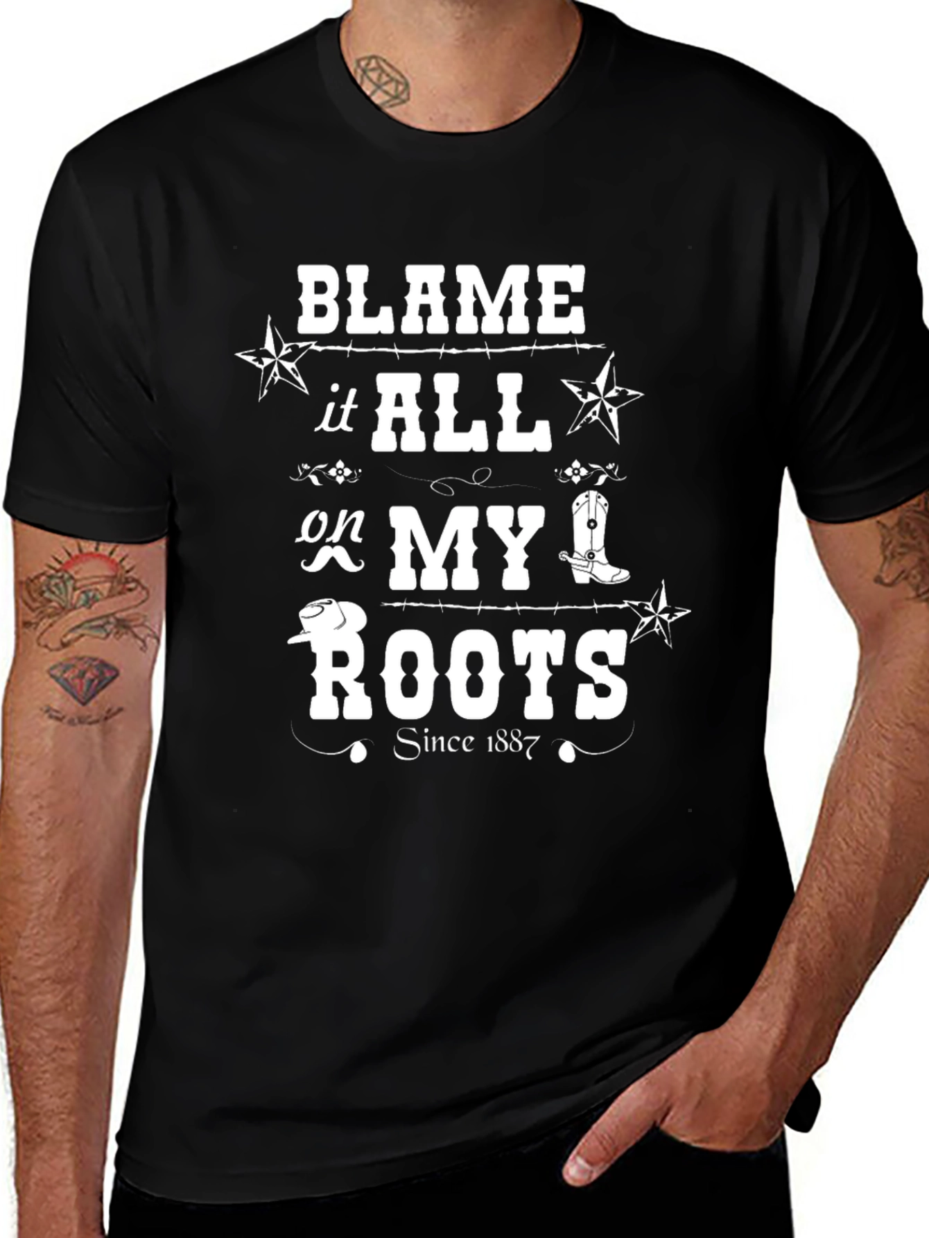 Variant 15 of Blame it All on My Roots Black T-Shirt
