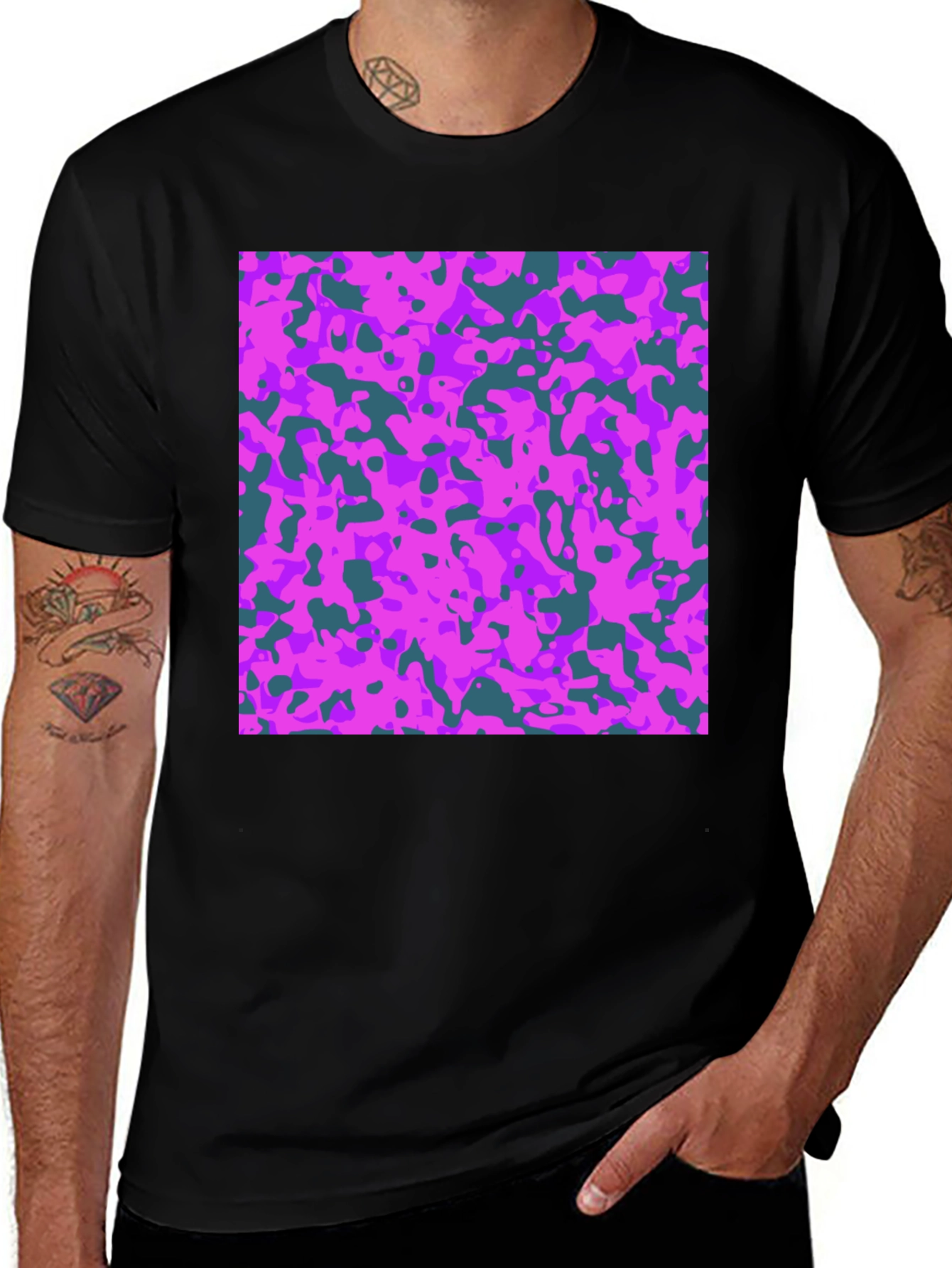 Variant 14 of Abstract Camo Print Tee - Black