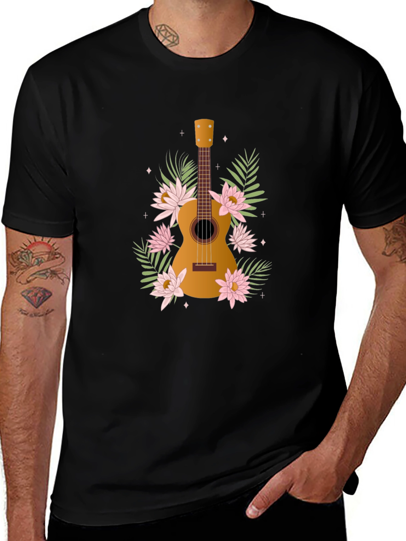 Variant 19 of Floral Ukulele Graphic Tee