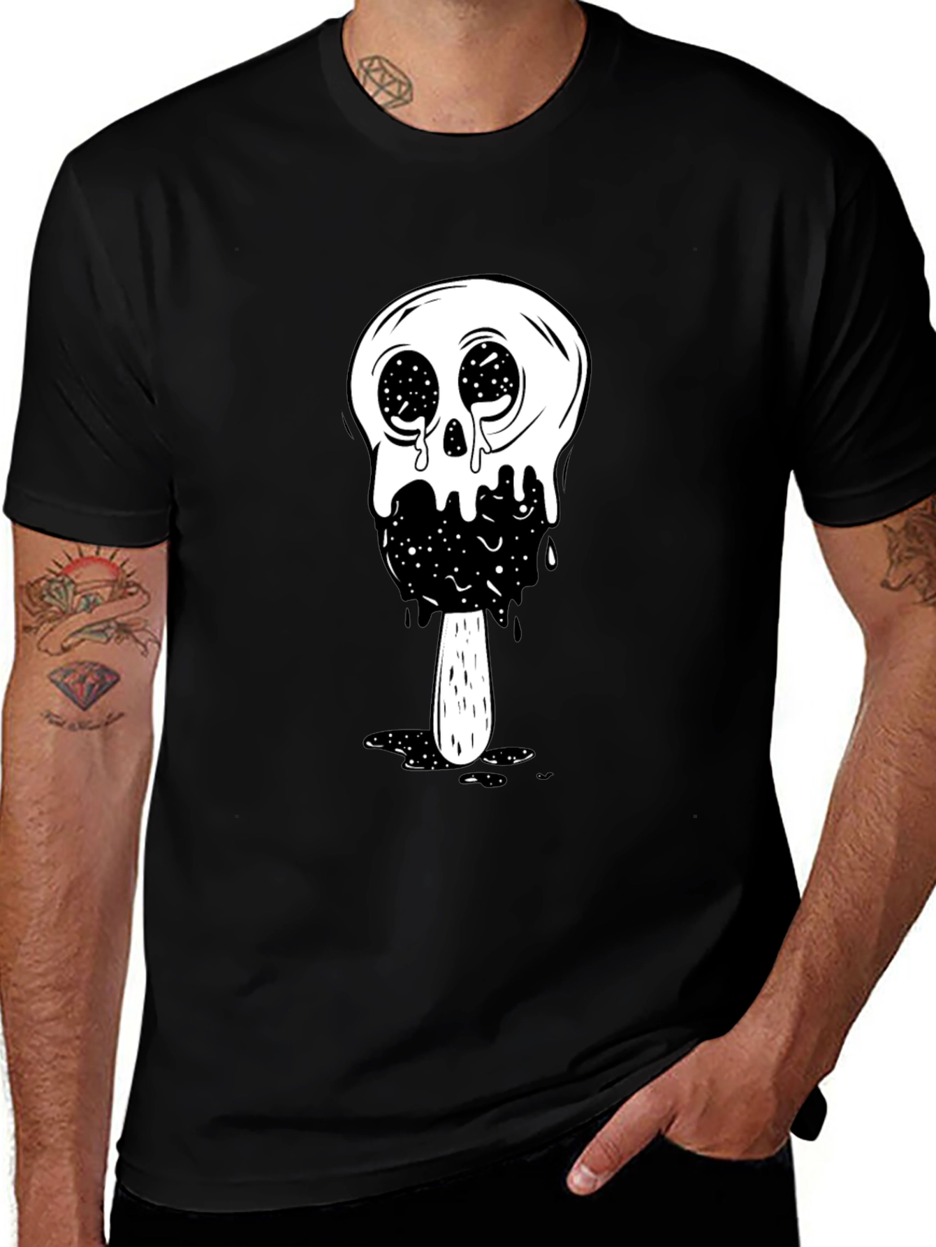 Variant 29 of Cool Skull Ice Cream Graphic Tee - Black