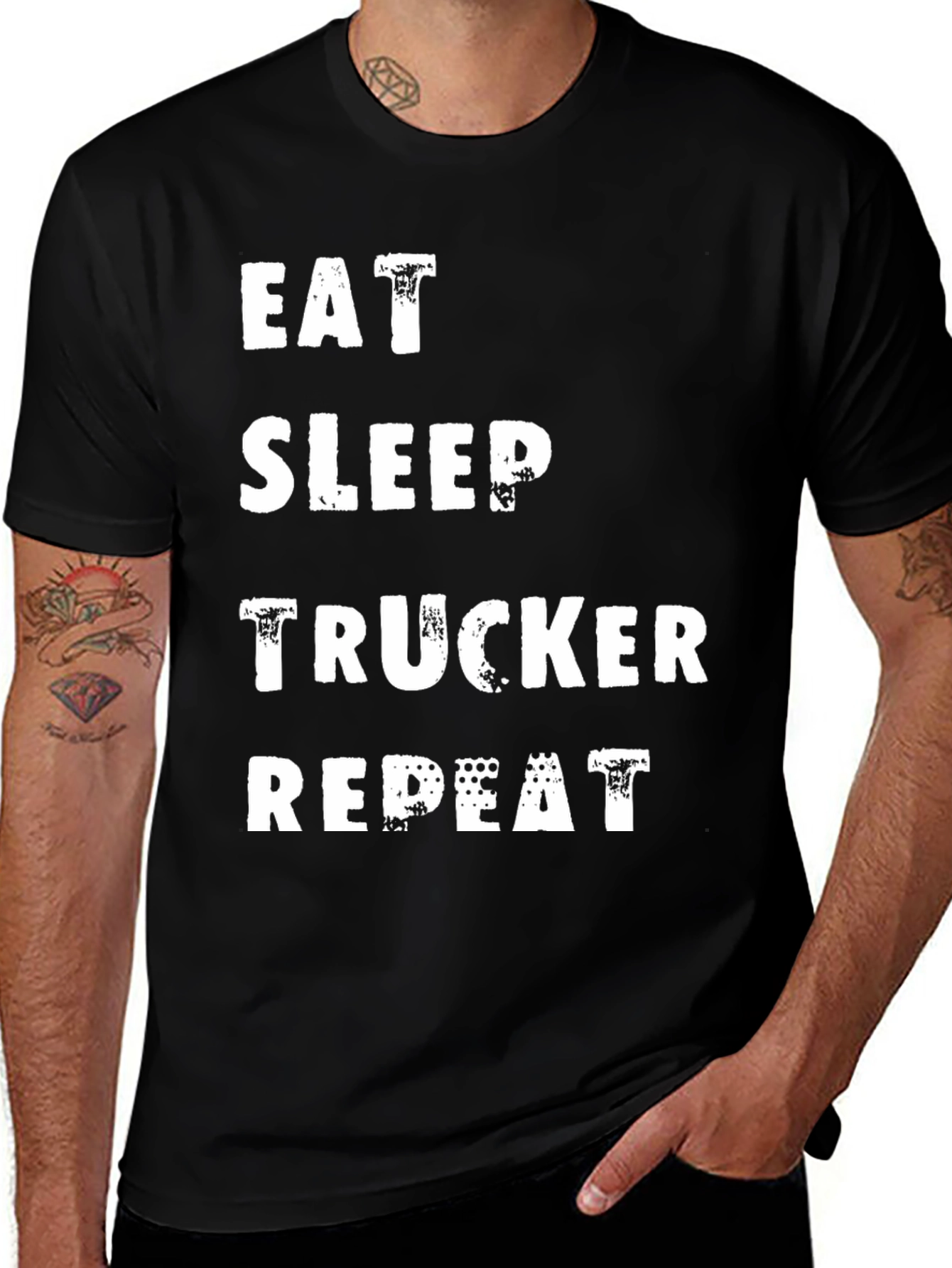 Eat Sleep Trucker Repeat Black T-Shirt