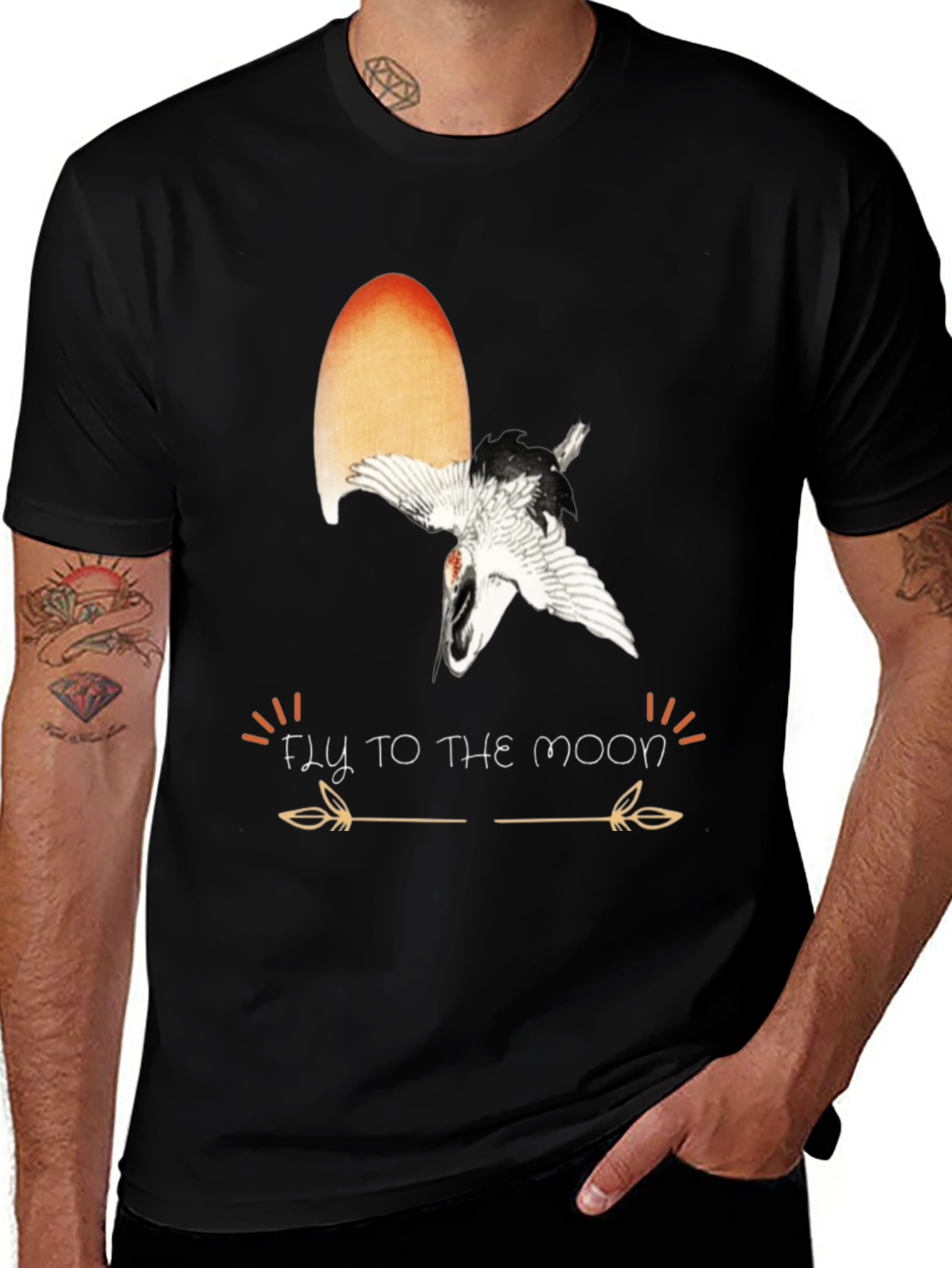 Variant 16 of Fly To The Moon Crane Graphic Tee
