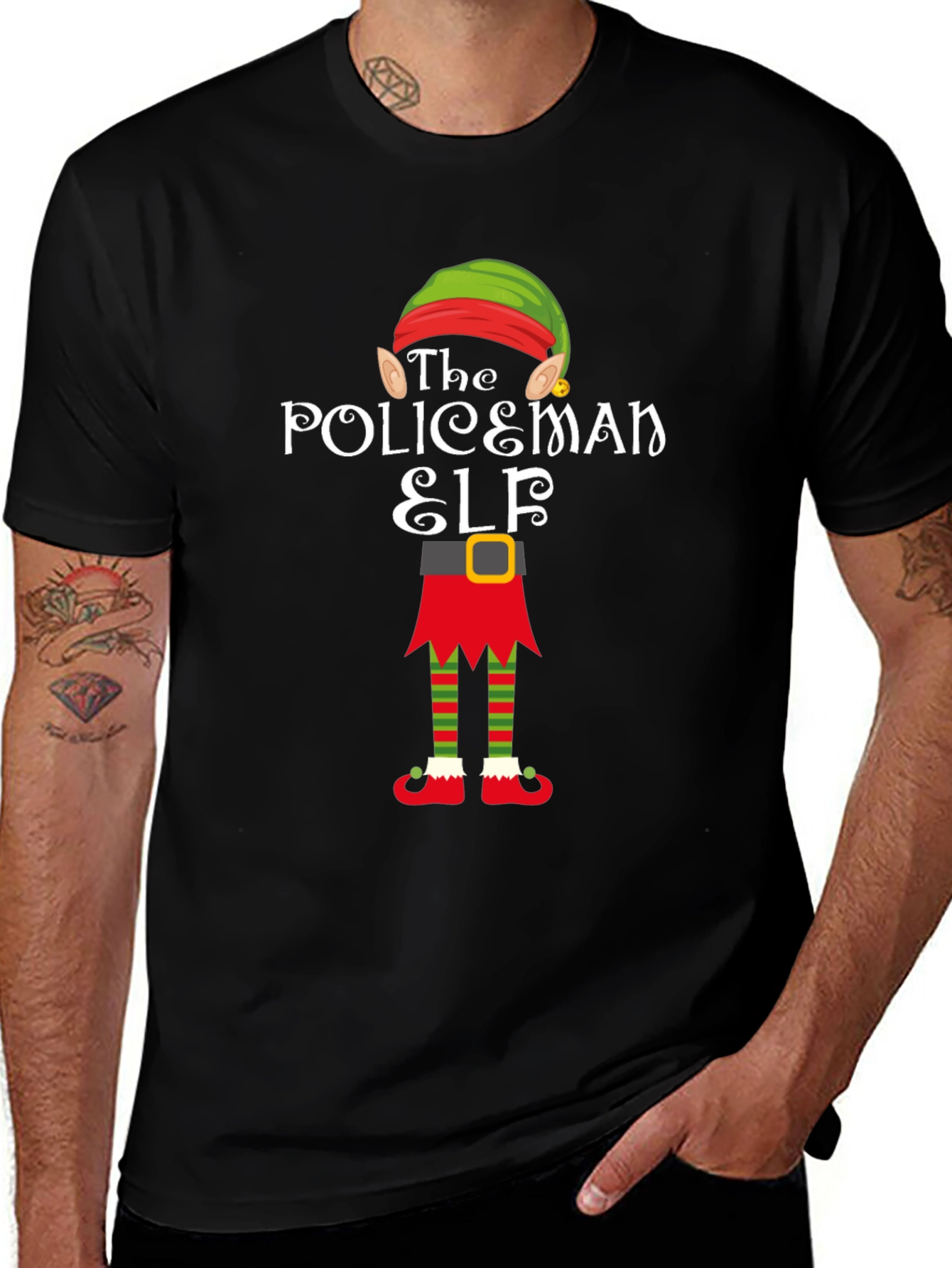 Policeman Elf Christmas T-Shirt